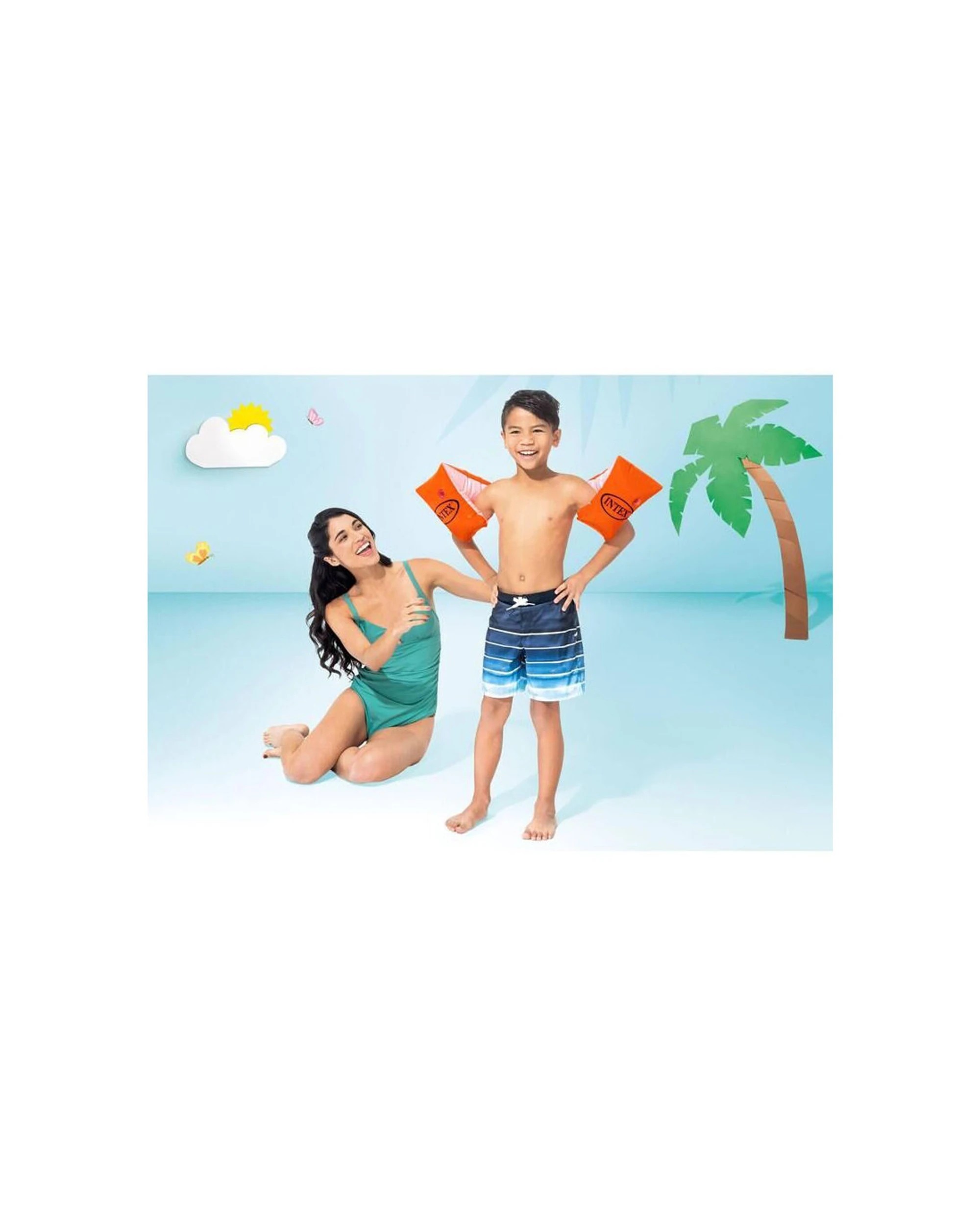 4 Intex 6PK Large Deluxe Inflatable Kids/Childrens Arm Bands 6-12y+ - Orange, 4 of 4