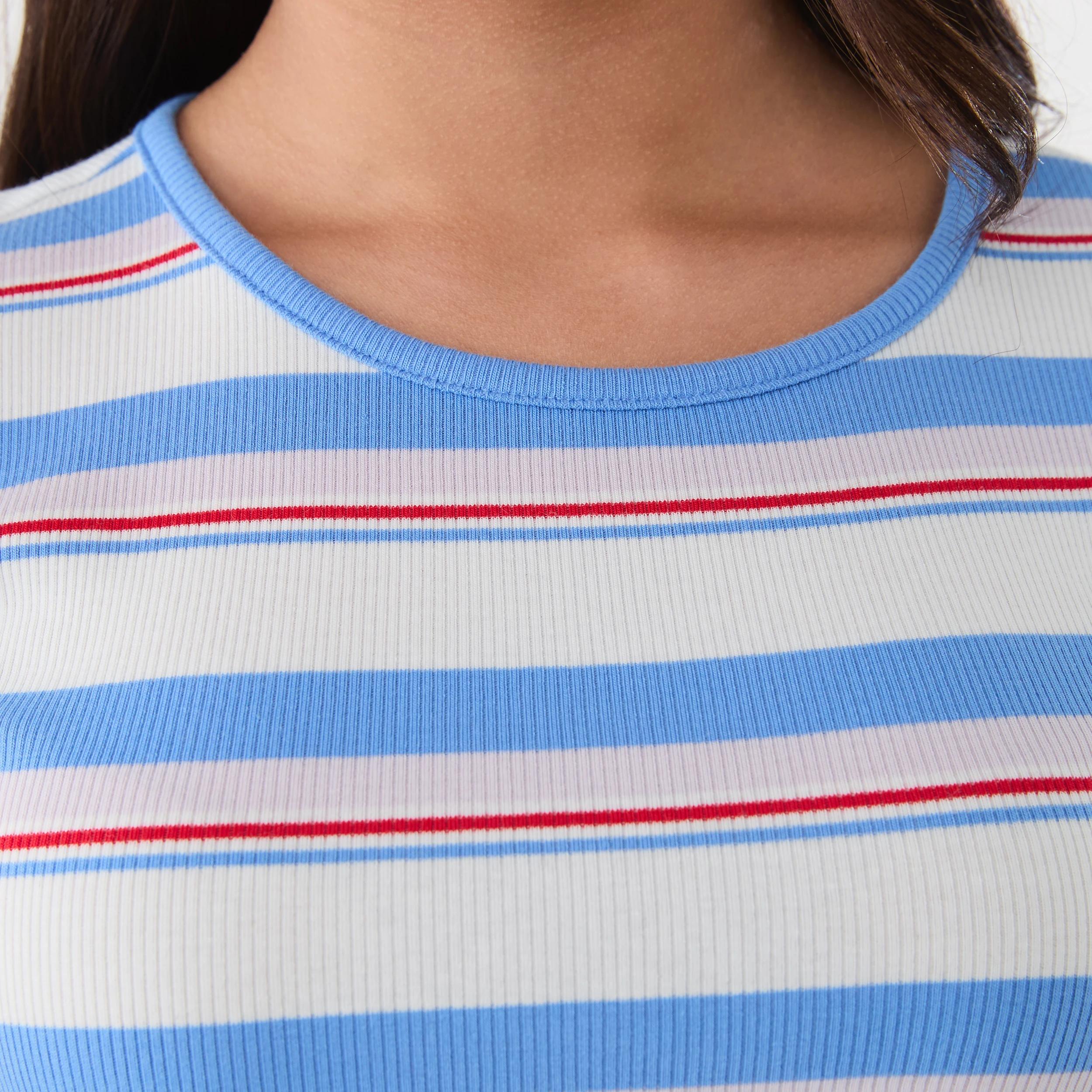4 Short Sleeve Rib Dress CAPRI STRIPE, 4 of 4