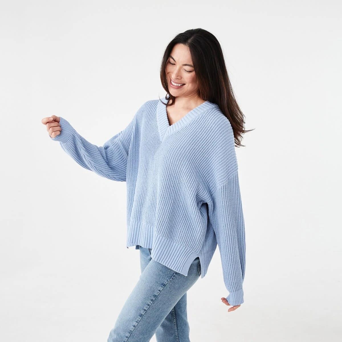 2 Chenille V-Neck Jumper HERON, 2 of 5