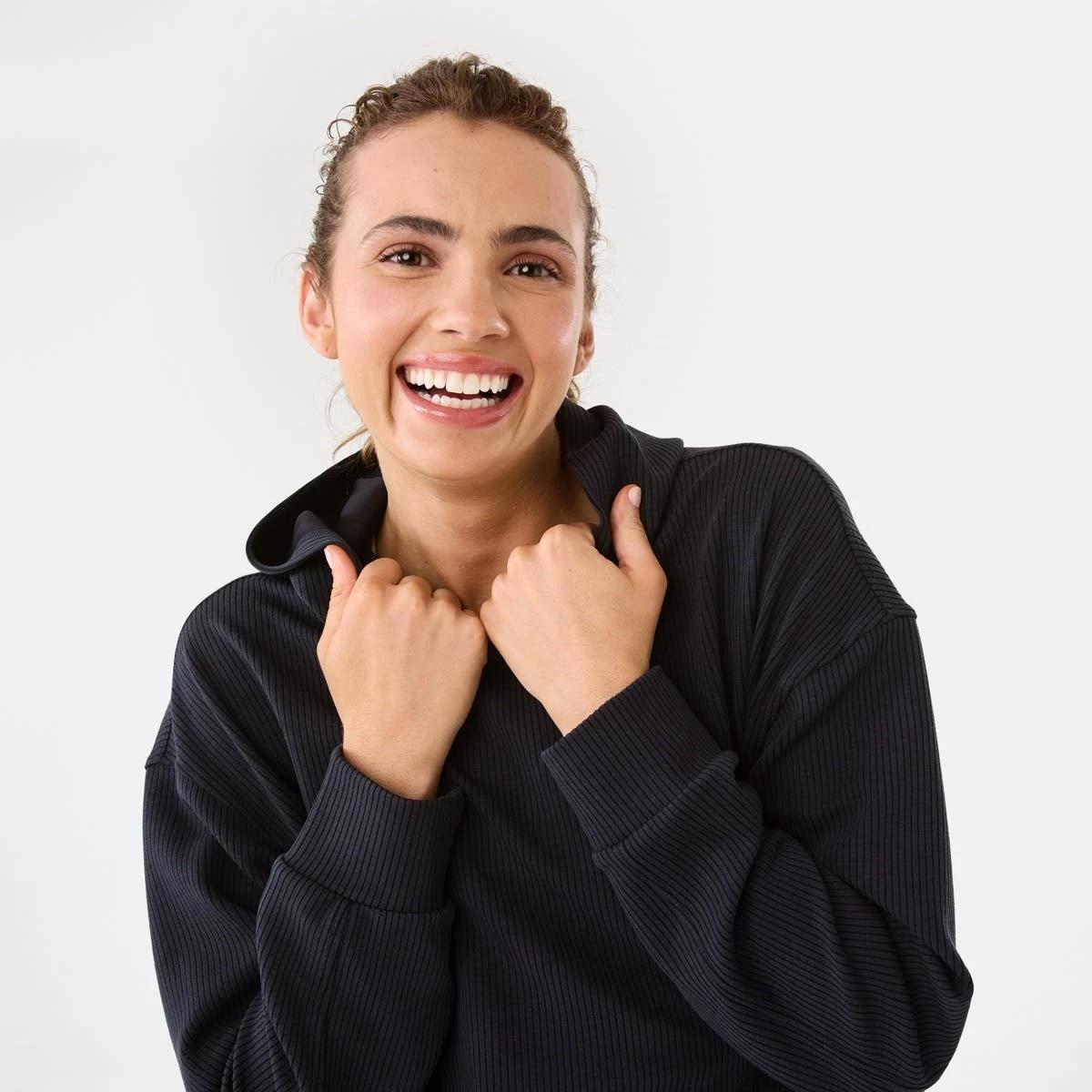 5 Active Womens Ribbed Scuba Hoodie WASHED BLACK, 5 of 10
