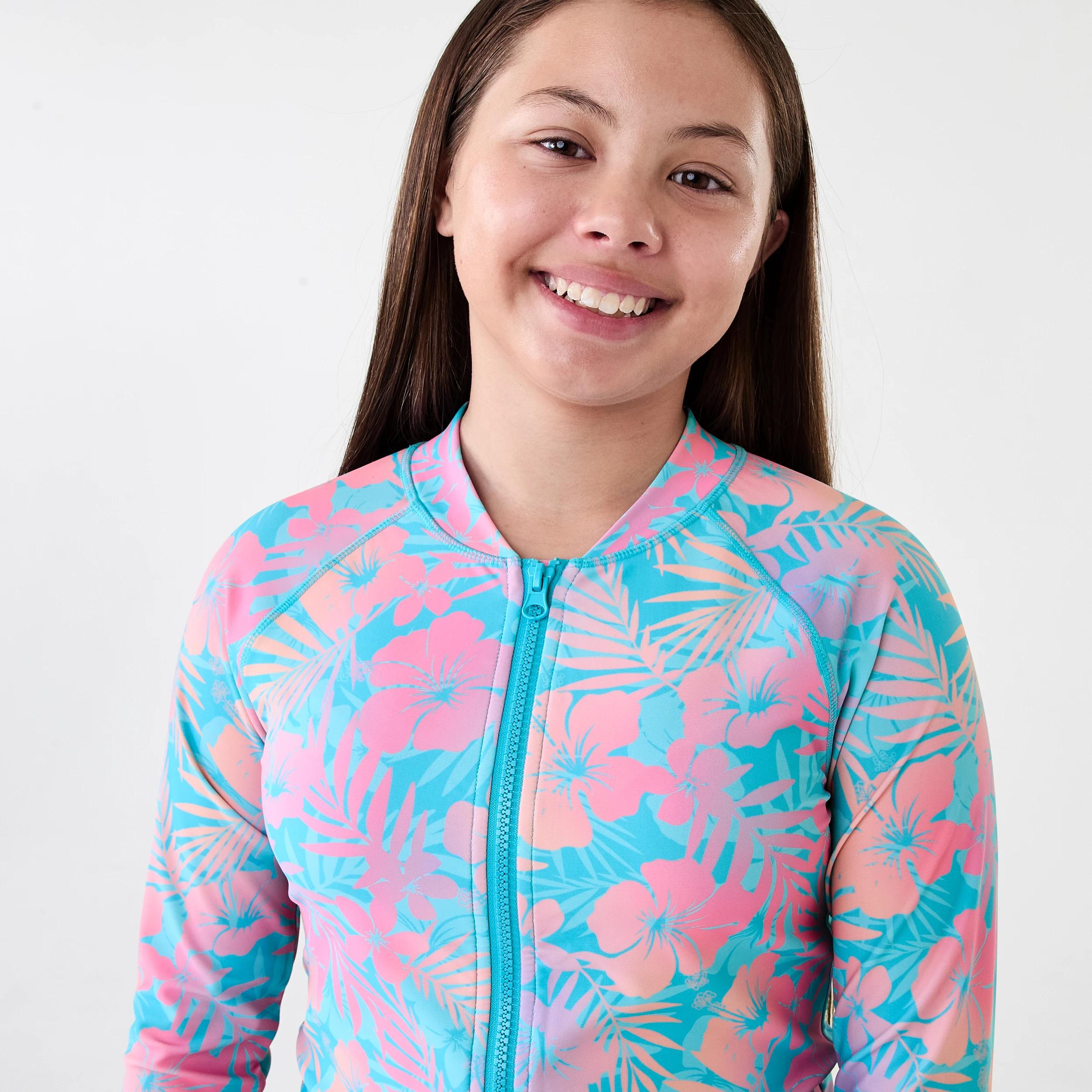 3 Long Sleeve Zip Through Rash Vest OMBRE TROPICAL LUSH MULTI, 3 of 9