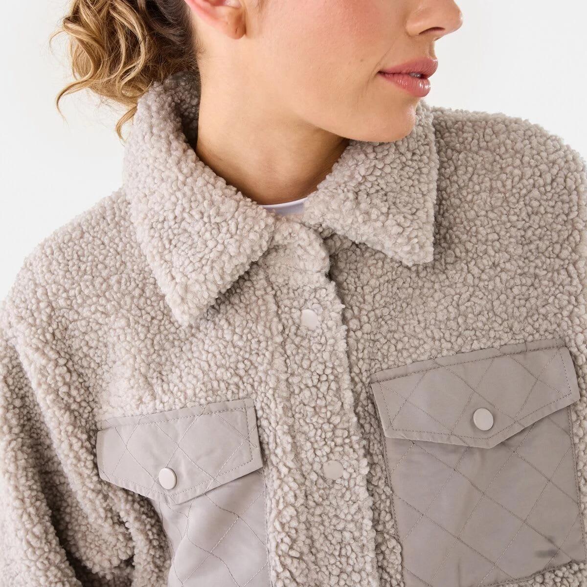 8 Active Womens Sherpa Jacket Porp Gry, 8 of 10