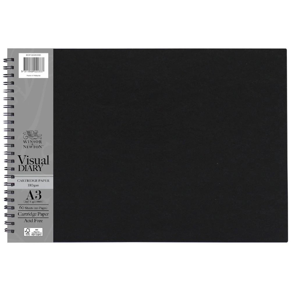 1 Winsor & Newton A3 Visual Art Diary 110gsm 60 Sheets Black, 1 of 1
