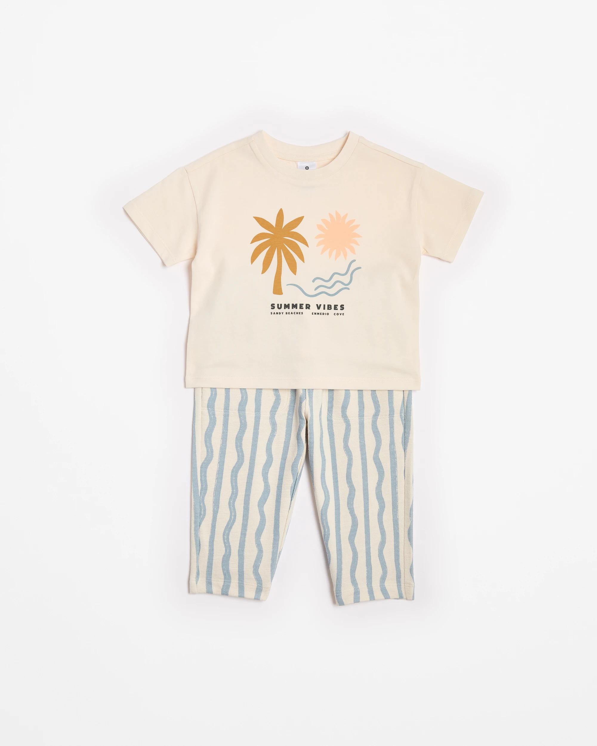 1 Target Baby Boys Organic Cotton Short Sleeve T-shirt & Trackpant 2 Piece Set SUMMER BIBES, 1 of 3