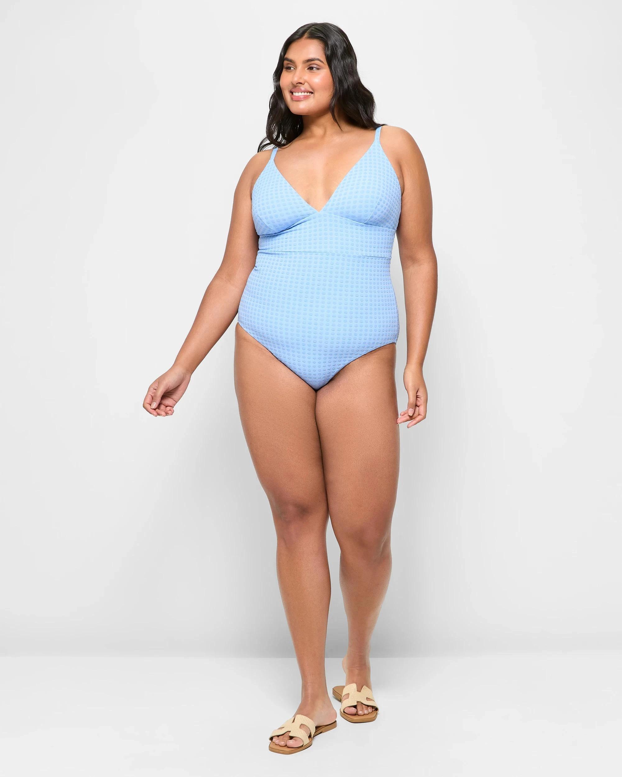 6 Target V-Front Textured One Piece Bathers - Shape Your Body PERIWINKLE SPOT, 6 of 9