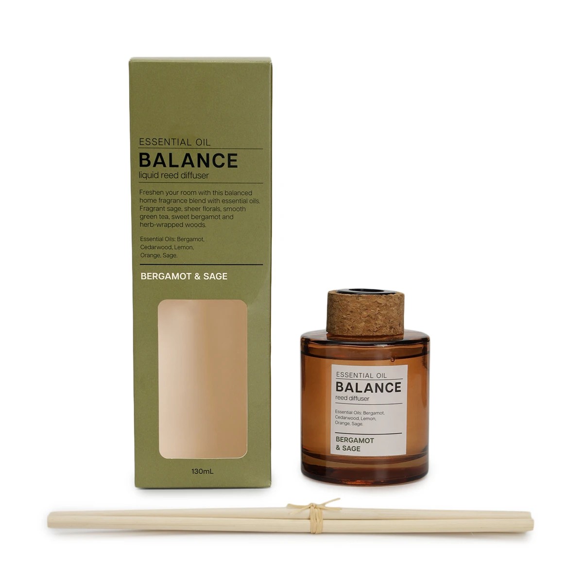 2 Aroma Balance Bergamot and Sage Essential Oil Blend Liquid Reed Diffuser 130ml, 2 of 7