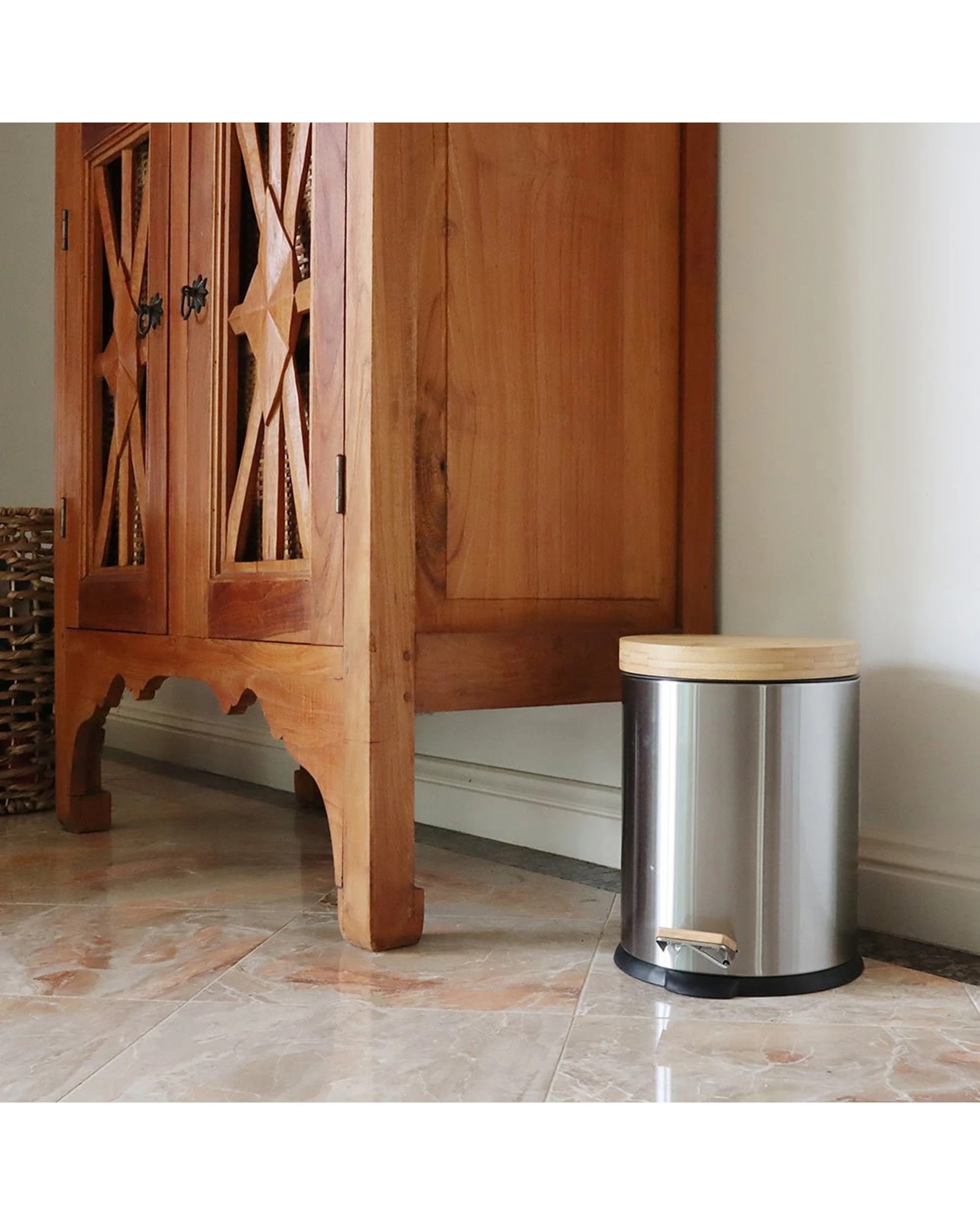 3 White Magic Eco Basics Rubbish Bin 5L Stainless Steel Soft-Close Pedal - Grey, 3 of 3