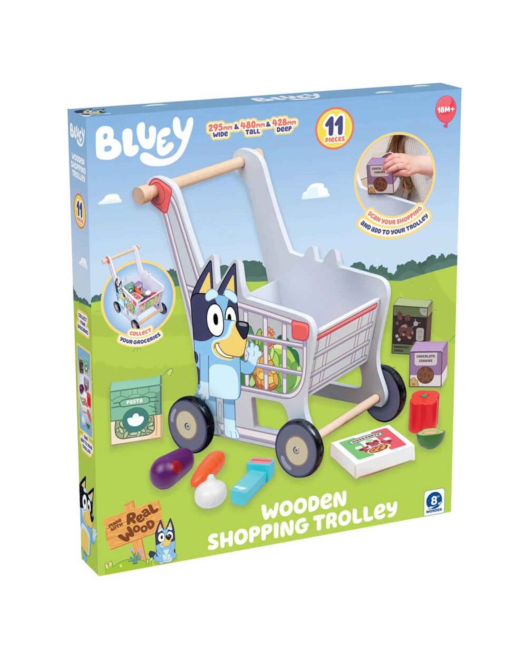 1 Bluey Wooden Shopping Trolley Playset, 1 of 4