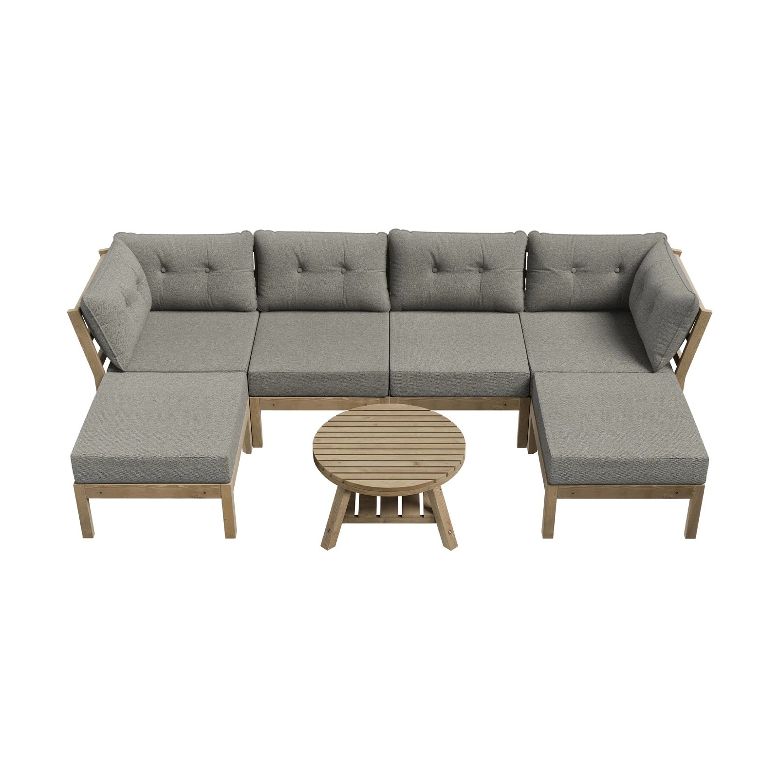 4 Livsip 7 Piece Outdoor Lounge Sofa Set Garden Furniture Dining Table Chairs
 - Beige, 4 of 9