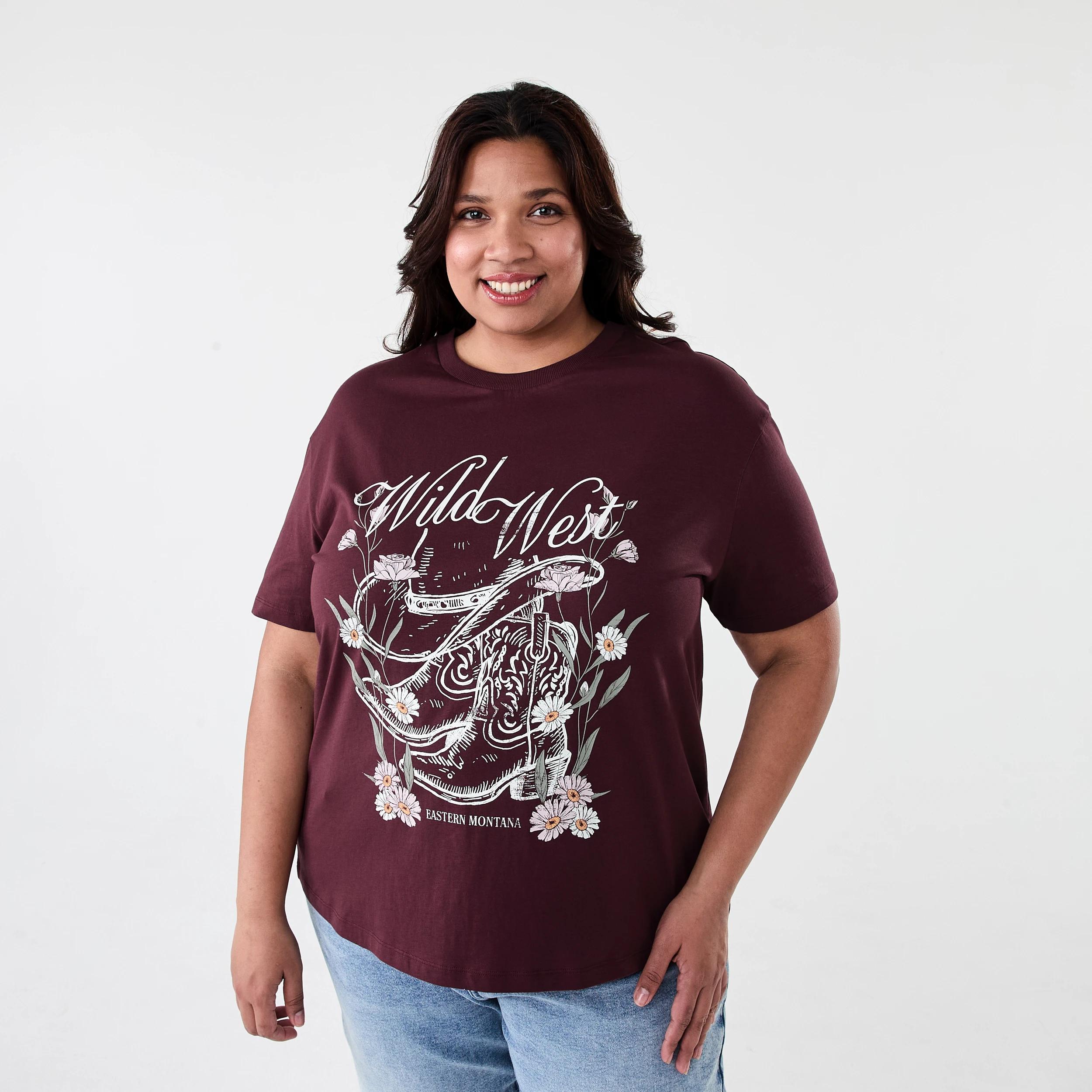1 Curve Short Sleeve Boyfriend T-shirt Wild West, 1 of 5