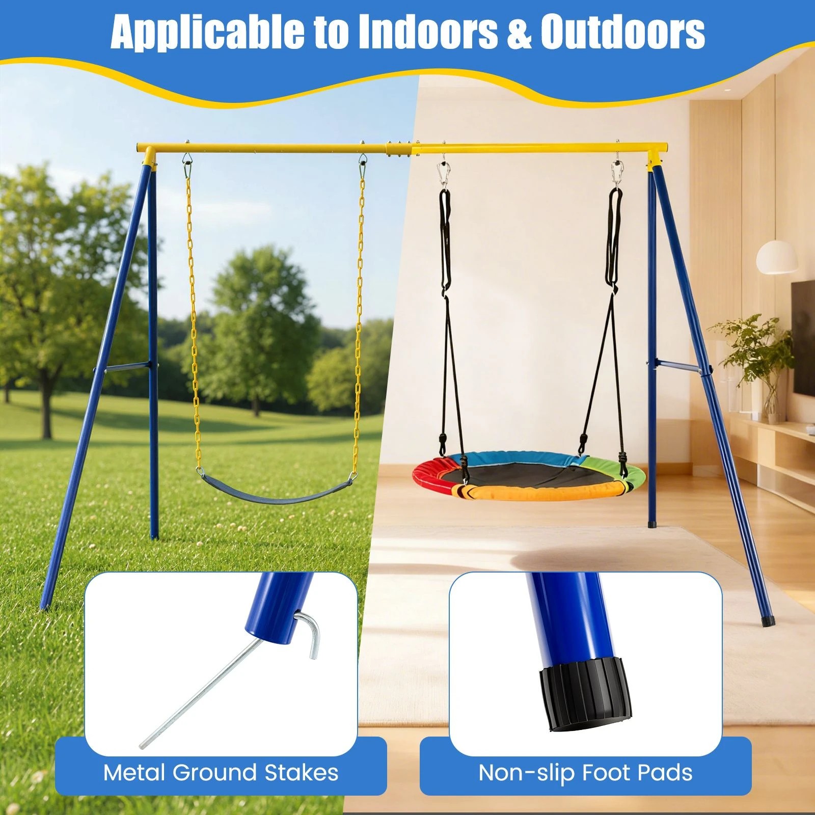 4 Costway Metal Swing Frame 2 Seat Outdoor Swing Rack (No Swing Seat), 4 of 6