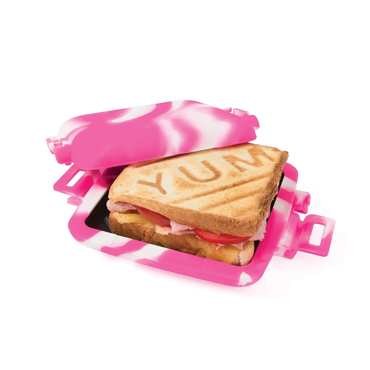 1 Microwave 'YUM' Grill Toastie Maker - Pink, 1 of 9