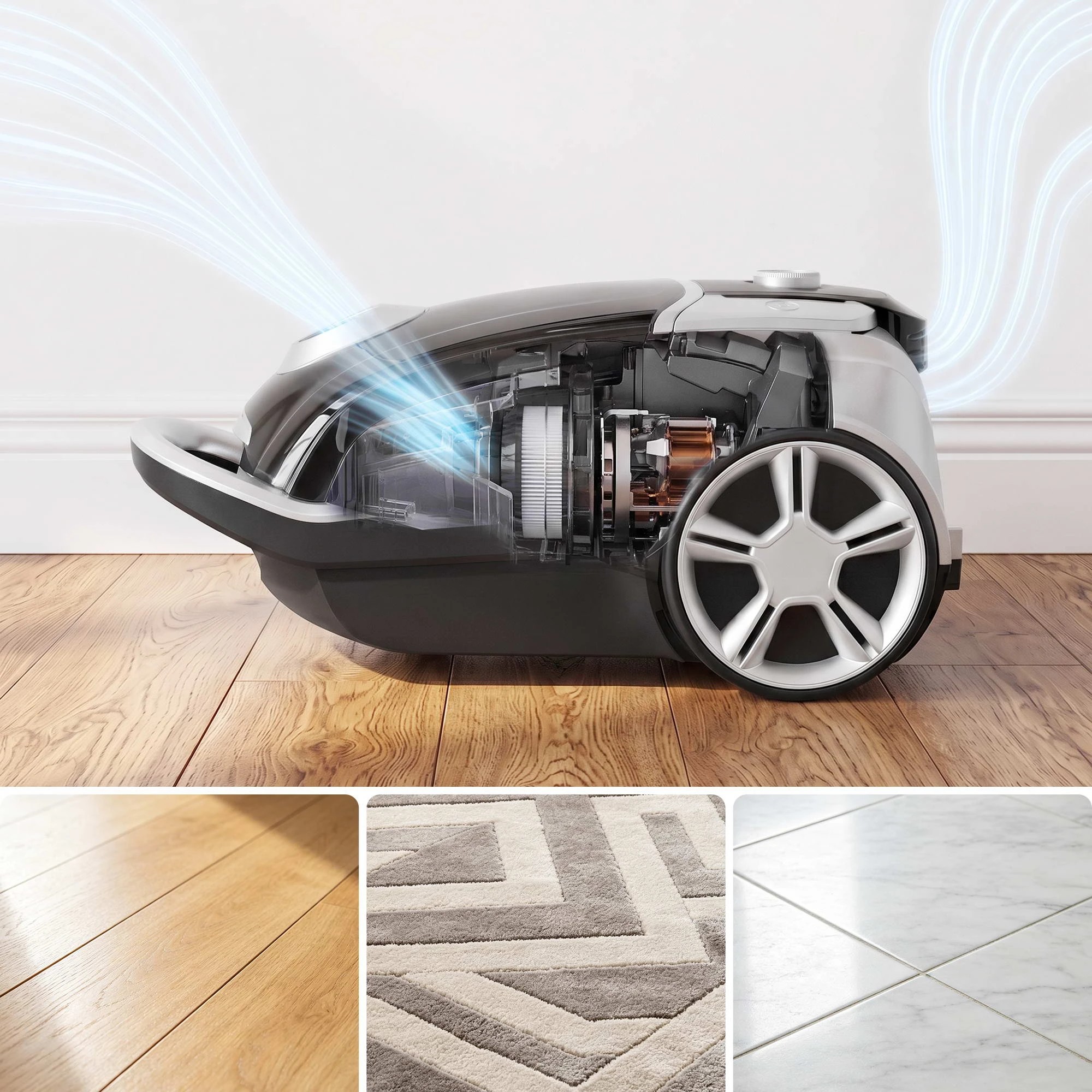 5 DEVANTI Bagged Vacuum Cleaner Powerful Suction for Carpet Wood Tile Floor - Black, 5 of 8