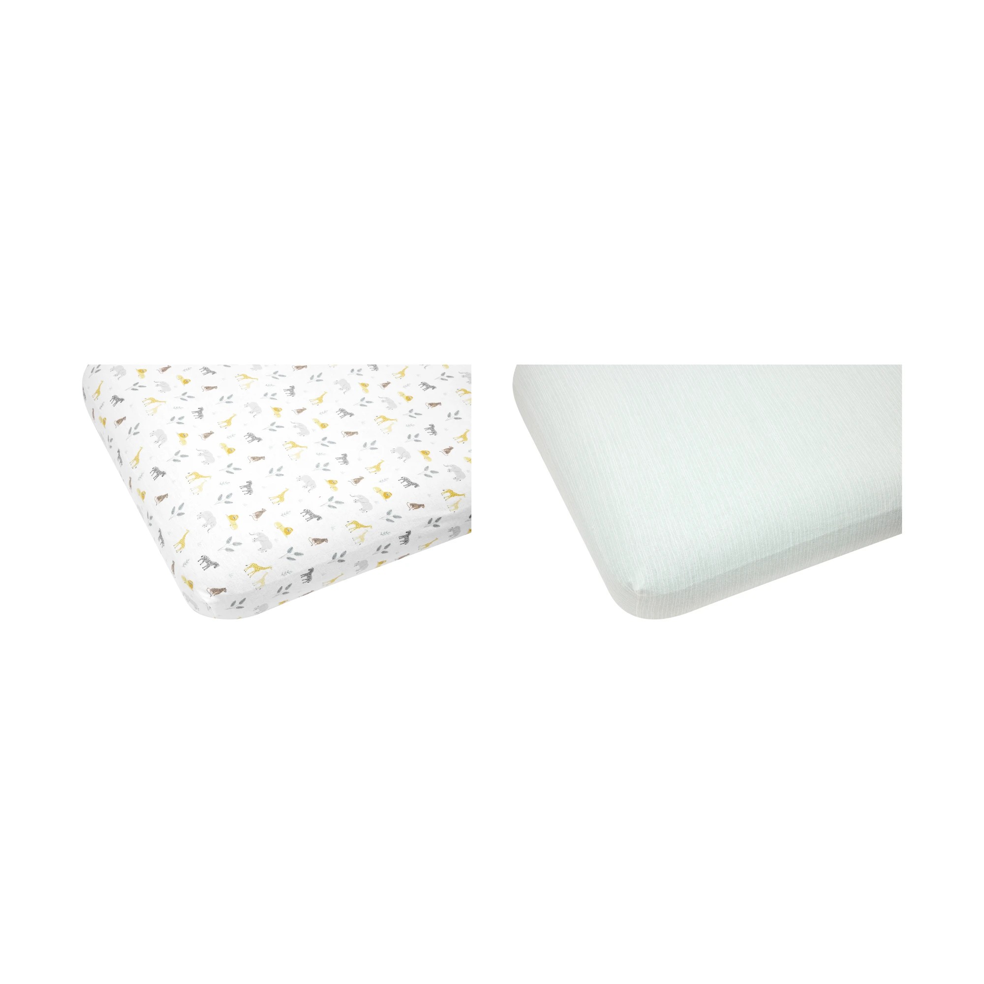 1 2 Pack Flannelette Cotton Fitted Cot Sheets - Safari and Wave Stripe, 1 of 6