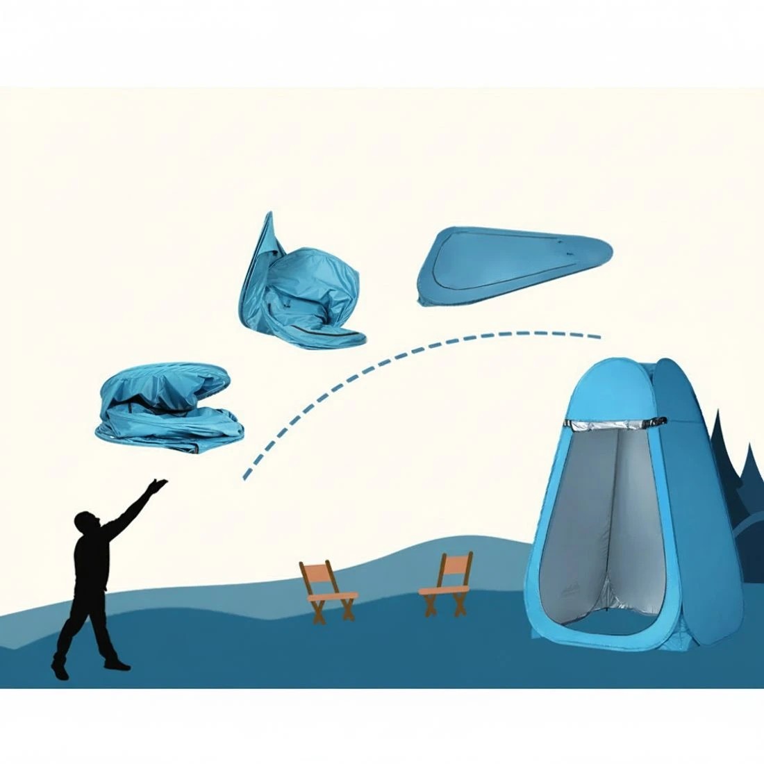 4 Weisshorn Pop up Camping Shower Toilet Tent Outdoor Privacy Change Room - Blue, 4 of 6