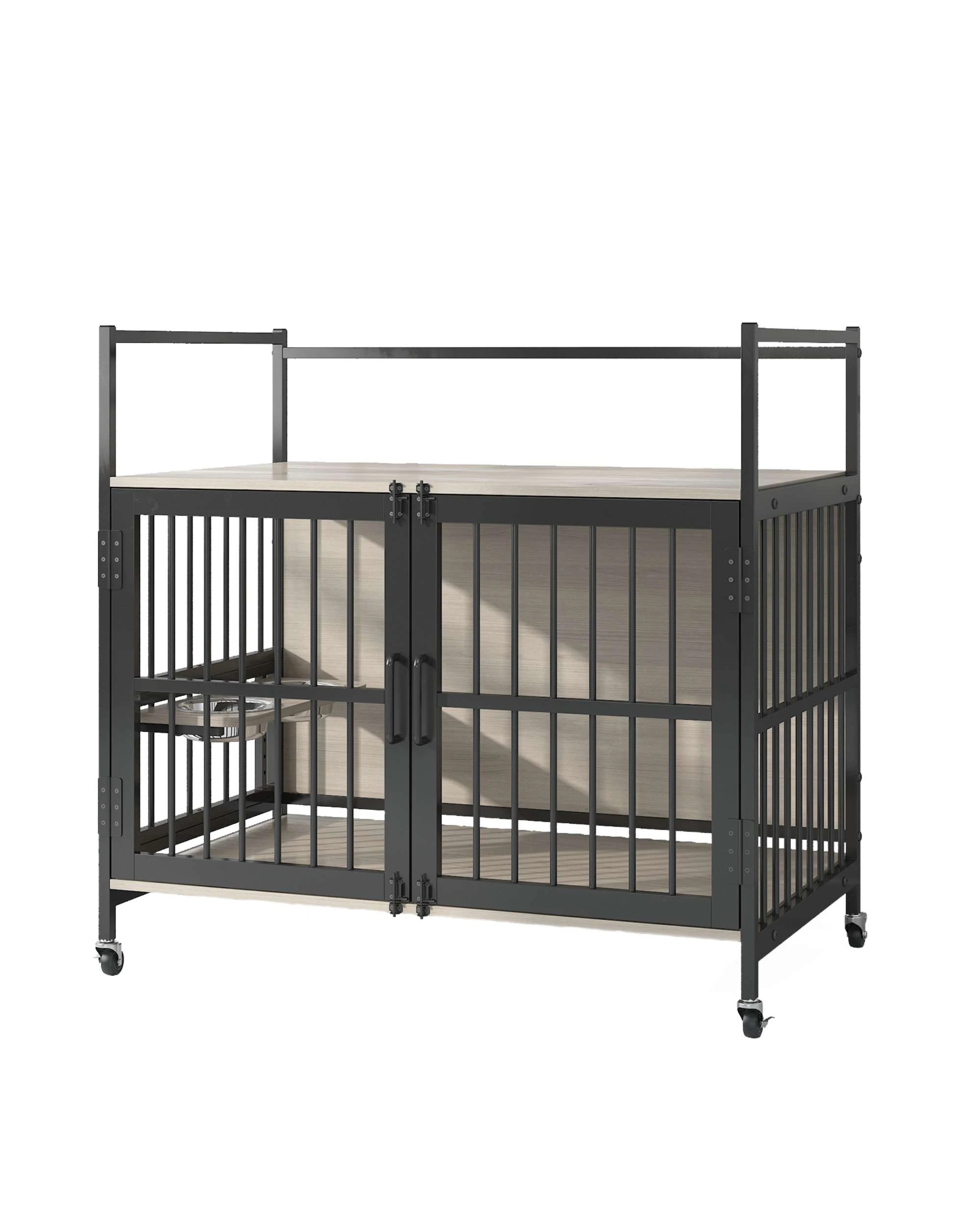 4 Advwin Dog Crate Furniture with 2 Bowls Heavy Duty Dog Kennel, 4 of 7