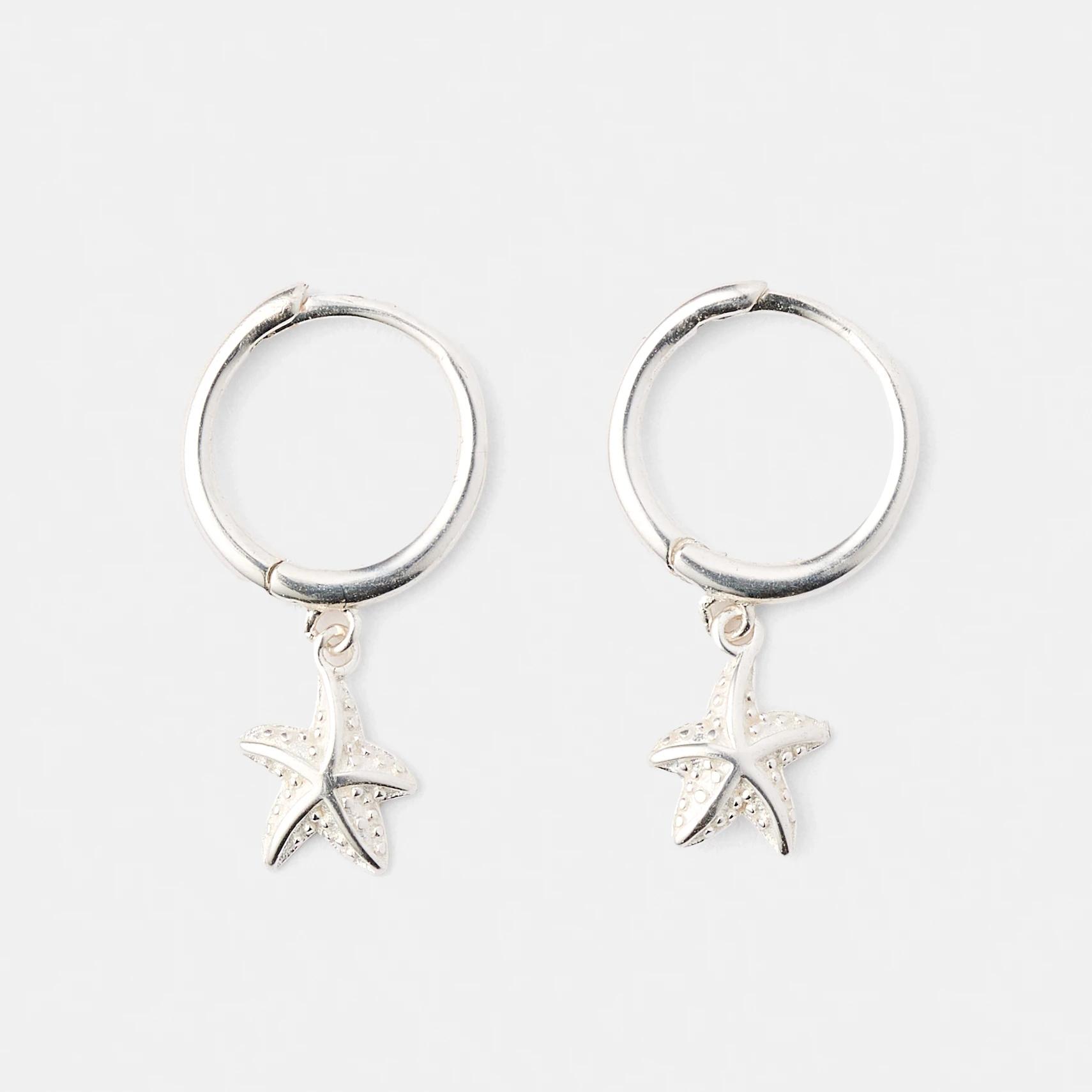 3 Sterling Silver 925 Starfish Huggie Earrings Silver, 3 of 5