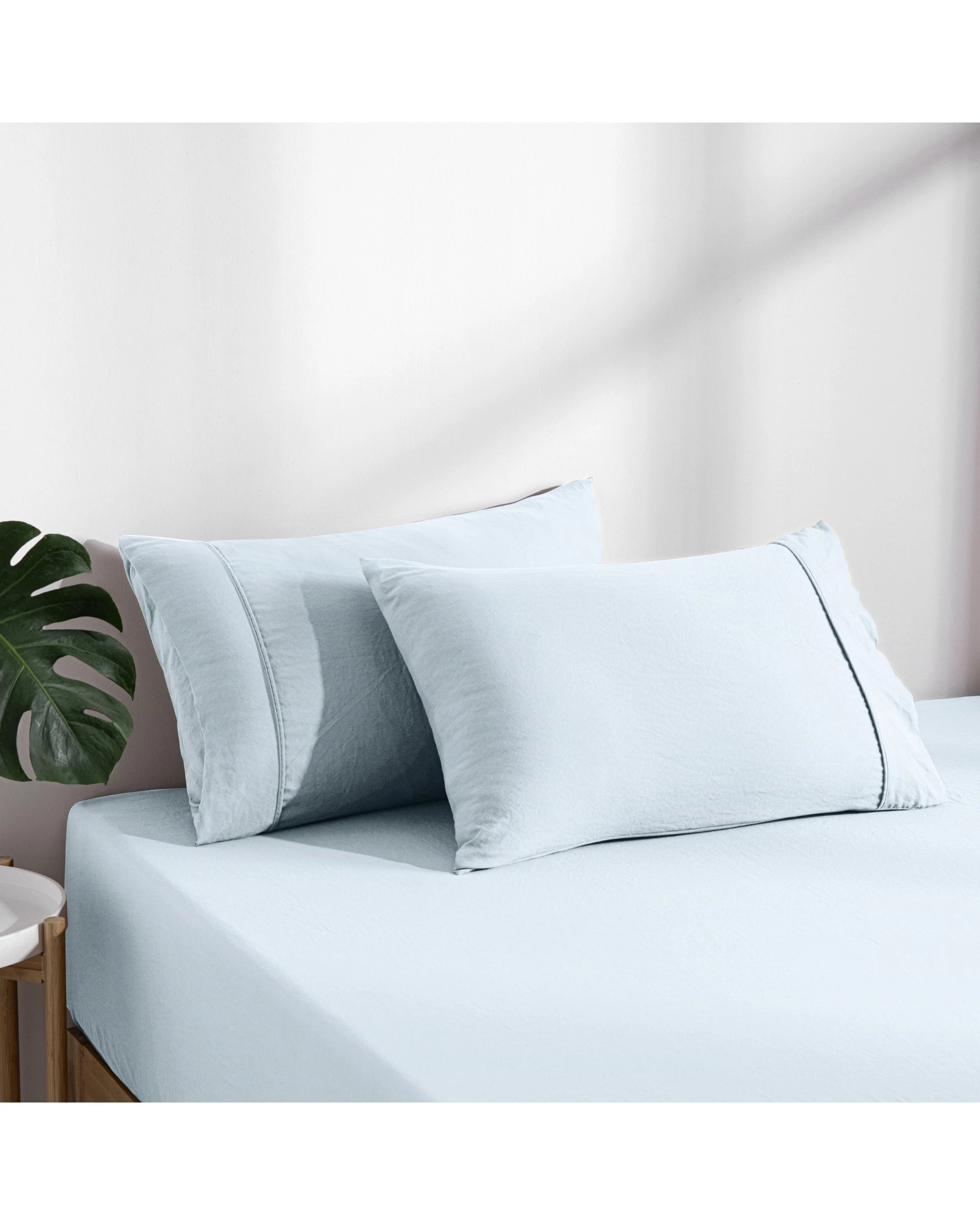 3 Dreamaker Superfine Washed Microfibre Combo Fitted Sheet Set - Queen Bed - Ice Blue, 3 of 8