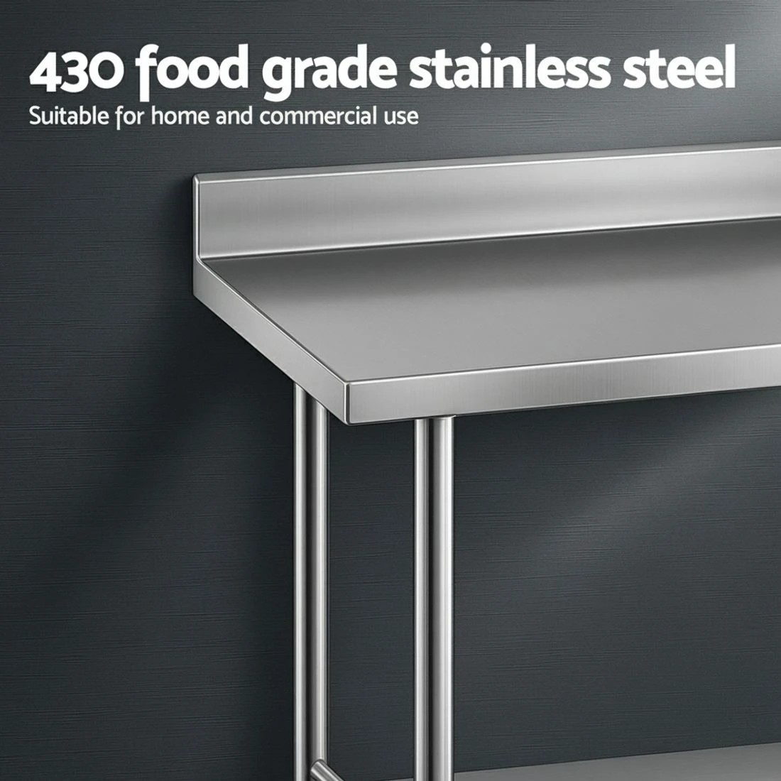 2 Cefito Stainless Steel  Kitchen  Bench w/ Splashback 1500x600MM - Silver, 2 of 4