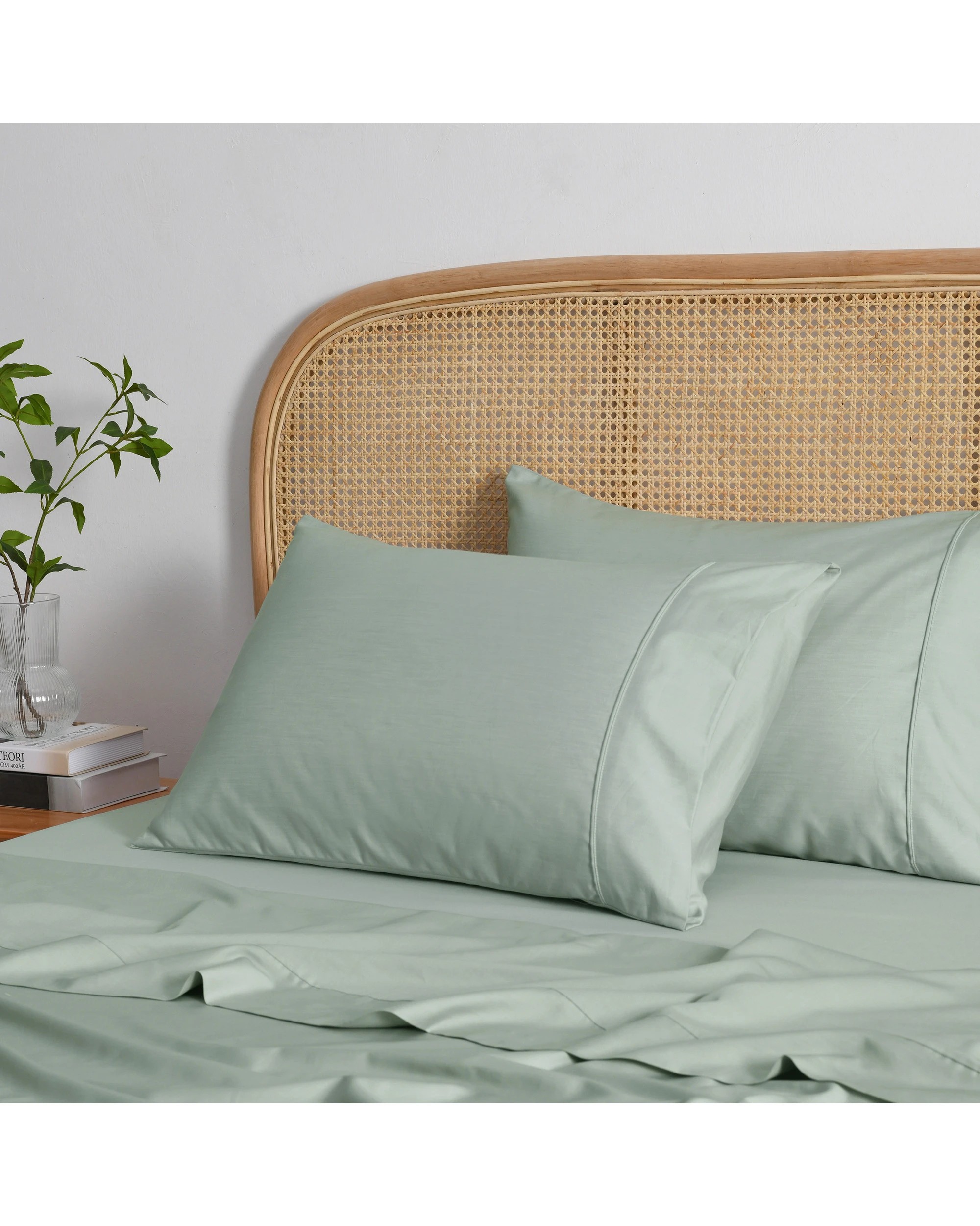 2 Dreamaker 1500TC Cotton Rich Standard Pillowcase Twin Pack - Sage, 2 of 5