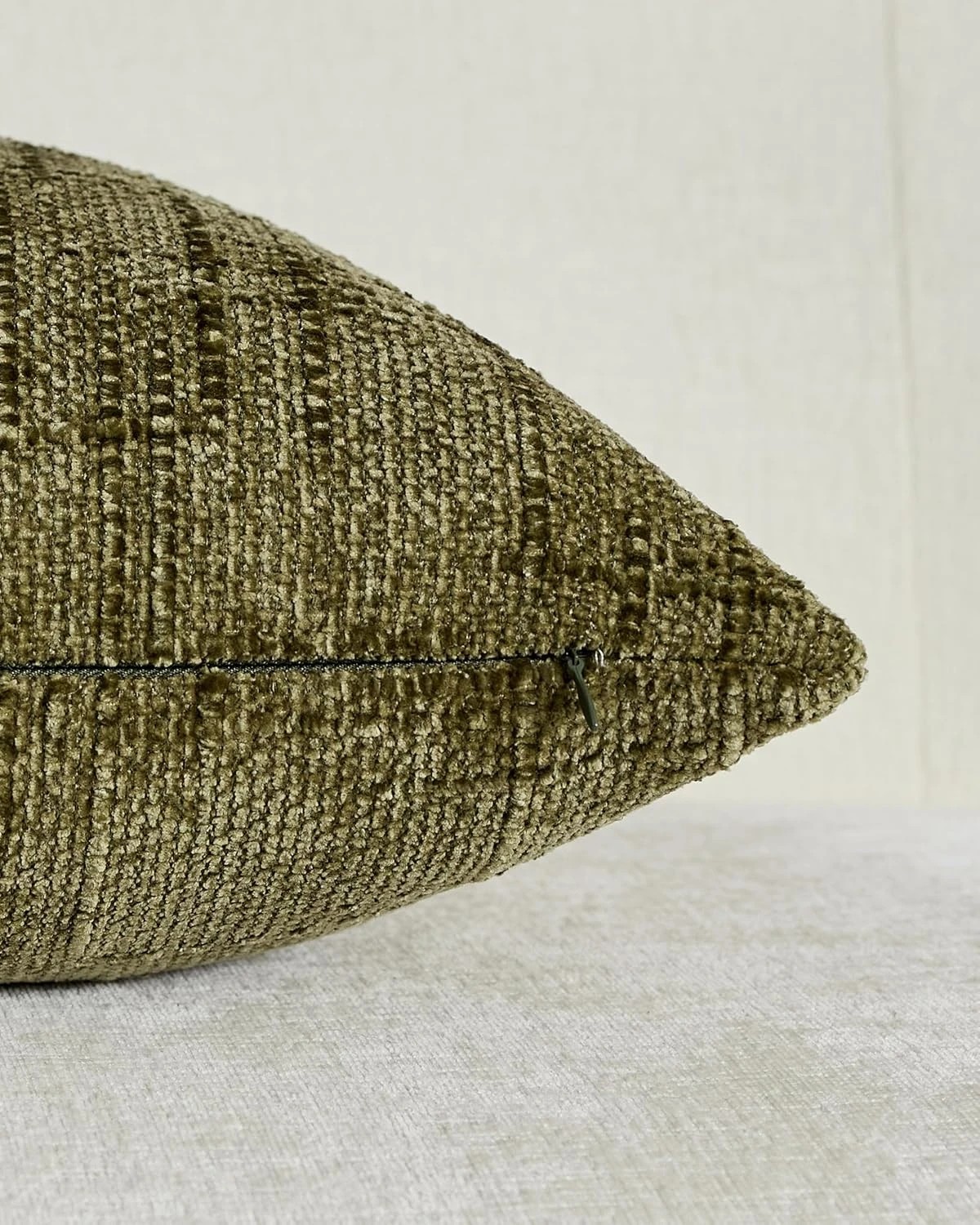 3 Gioia Casa 2-Pack Chenille-Textured Cushion Covers 45cm x 45cm - Olive Green, 3 of 3
