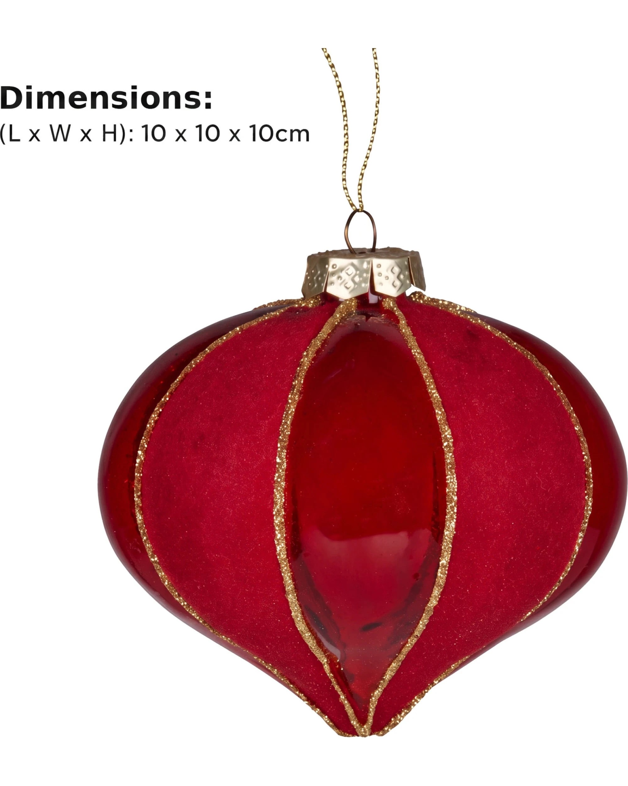2 Christabelle 6 Red Glass Christmas Baubles Onion Shape 10cm Xmas Tree Decorations Hanging Ornaments Gift Boxed Set - Red, 2 of 7
