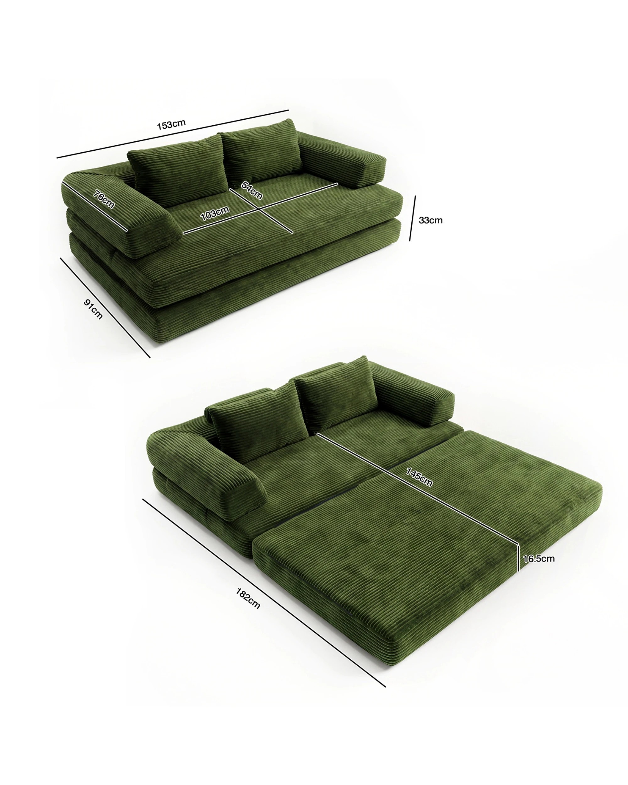2 Advwin Folding Sofa Bed 5 in 1 Convertible Floor Loveseat, 2 of 7