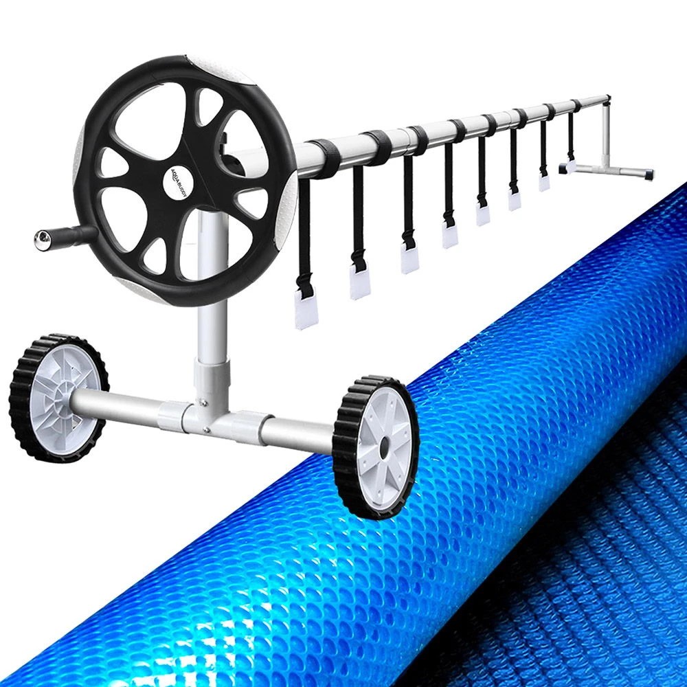 1 Aquabuddy Pool Cover 500 Micron 10x4m Swimming Pool Solar Blanket 5.5m Roller - Multi, 1 of 6