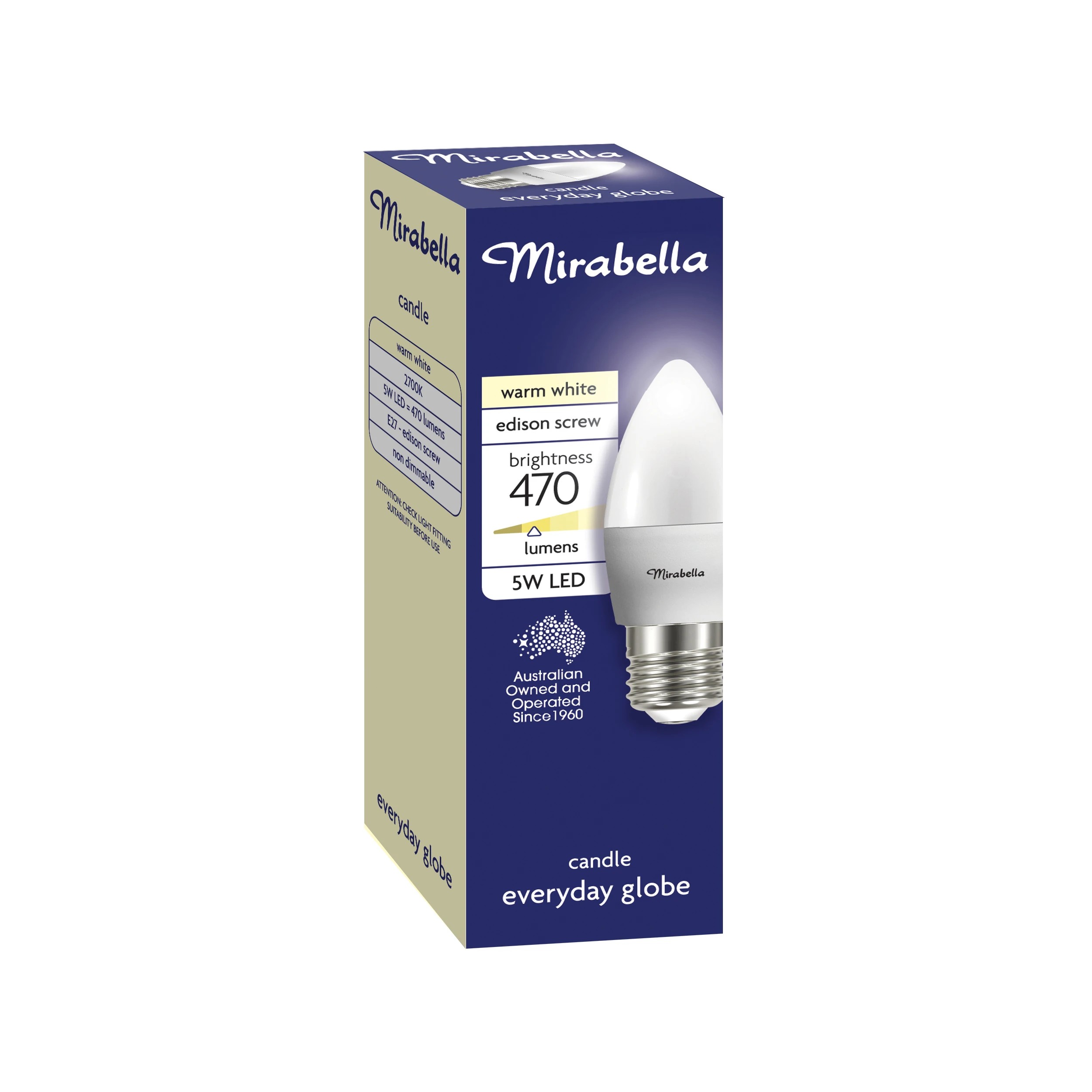 1 Mirabella E27 5W Warm White LED Candle Everyday Globe, 1 of 6