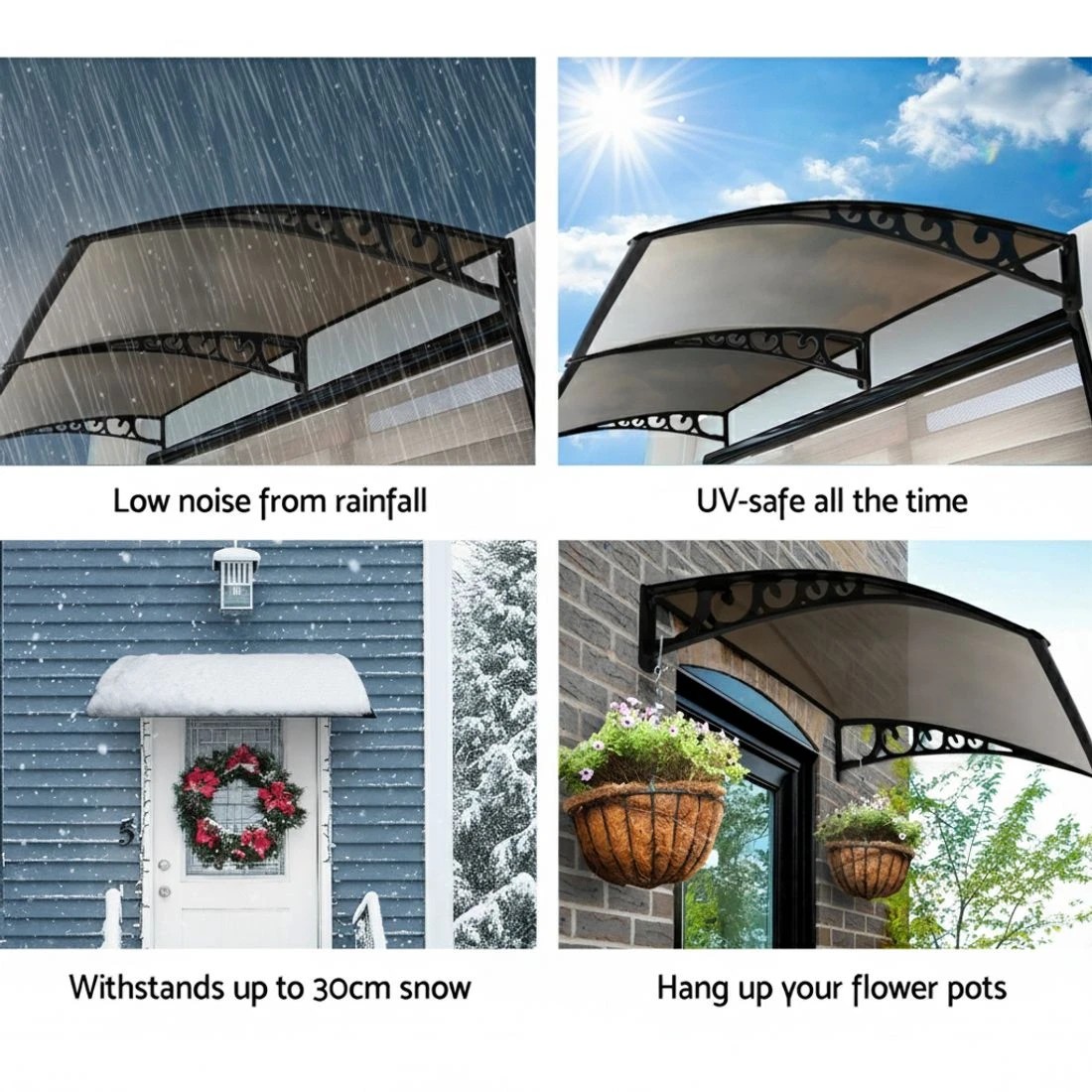 6 Instahut Window Door Awning 1mx2.4m Brown Hollow Sheet Plastic - Multi, 6 of 6