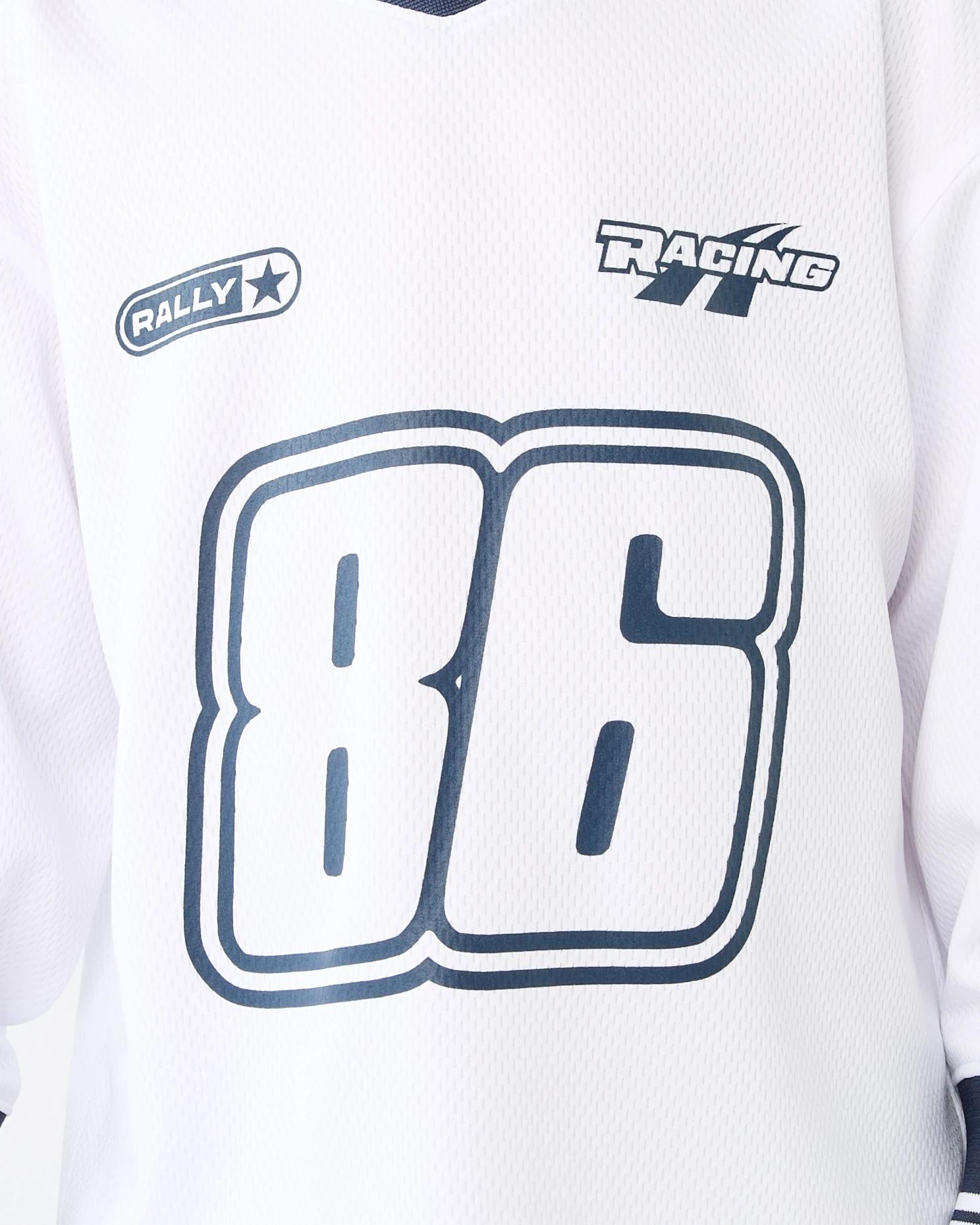 4 Long Sleeve Sports Jersey T-shirt Wht Moto, 4 of 7