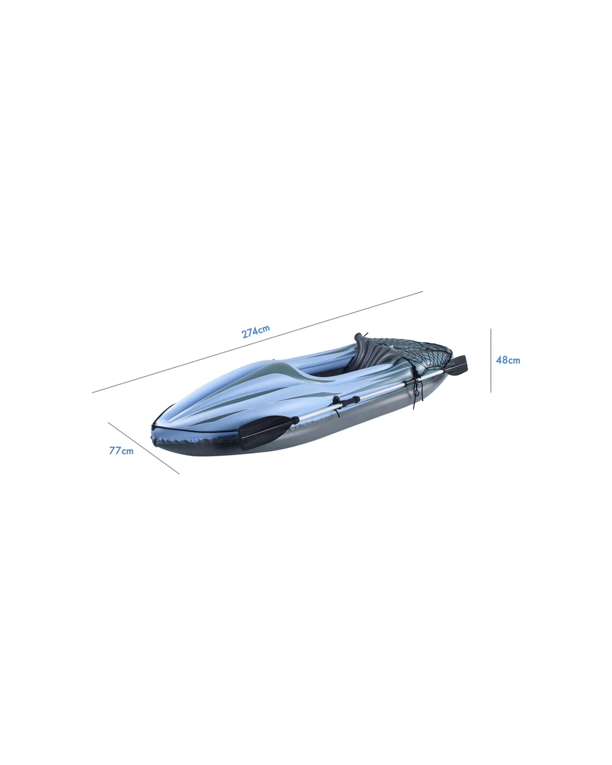 3 Hacienda Inflatable Single Person Kayak PVC 100kg 274cm With Oar And Pump - Blue, 3 of 7