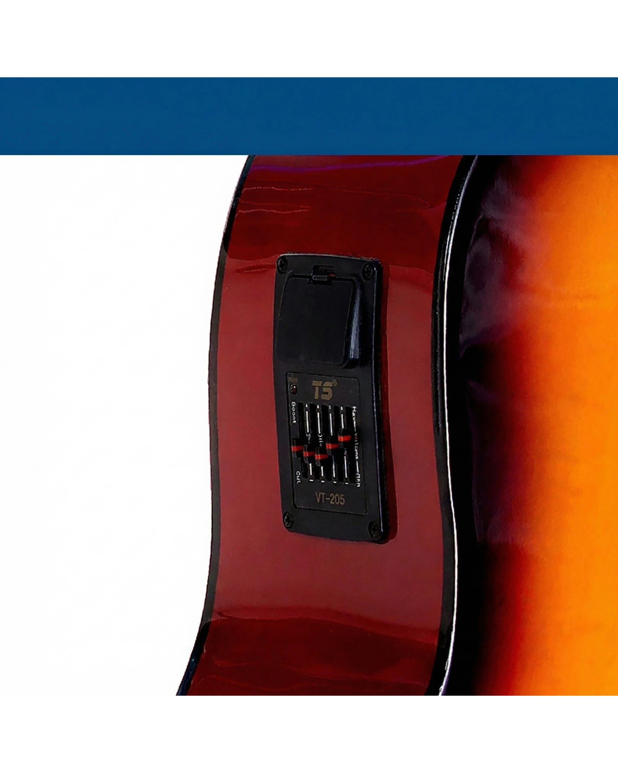 5 Karrera 41in Acoustic Guitar with EQ Band in Sunburst, 5 of 6