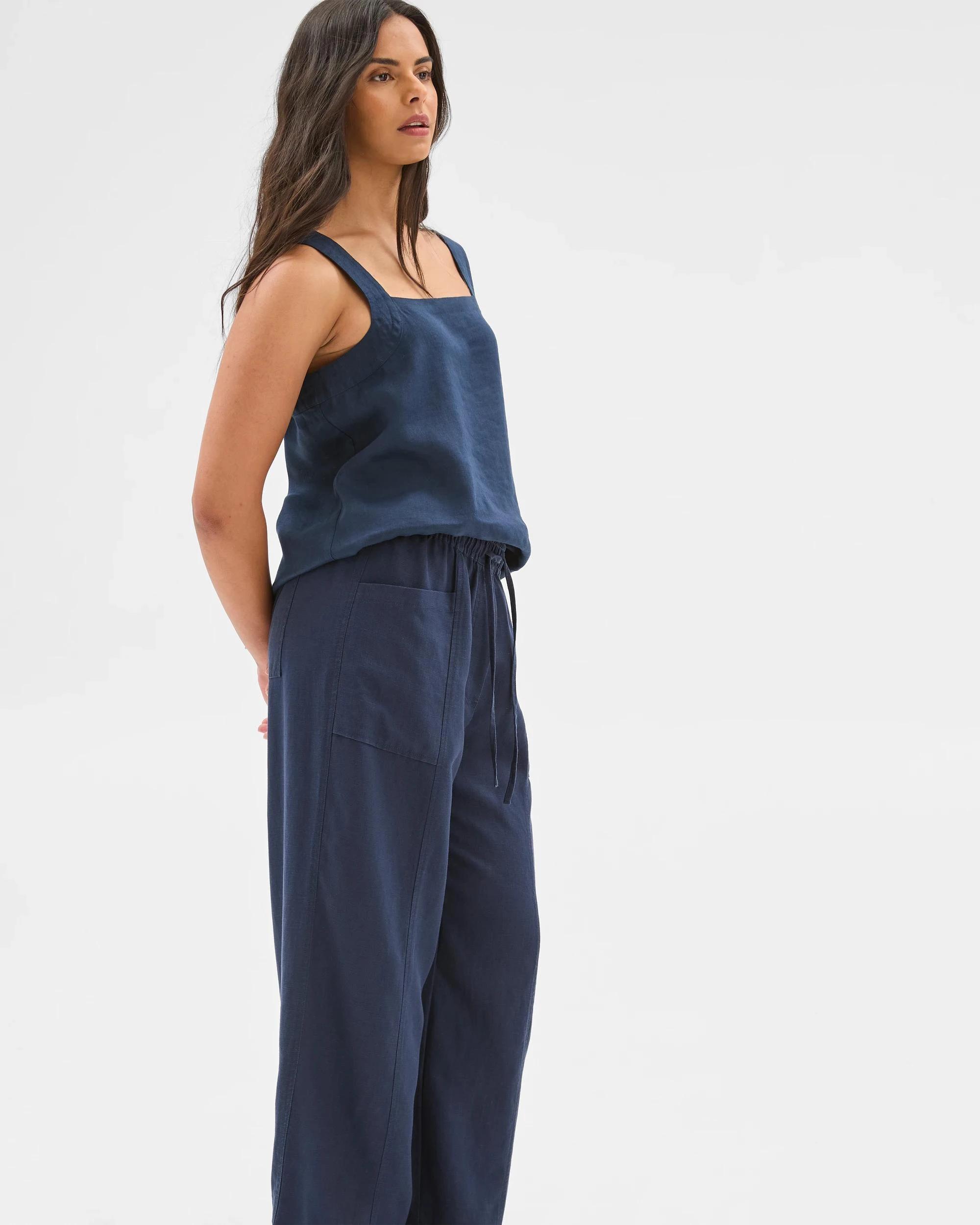 2 Target Linen Blend Patch Pocket Pants NAVY BLUE, 2 of 6