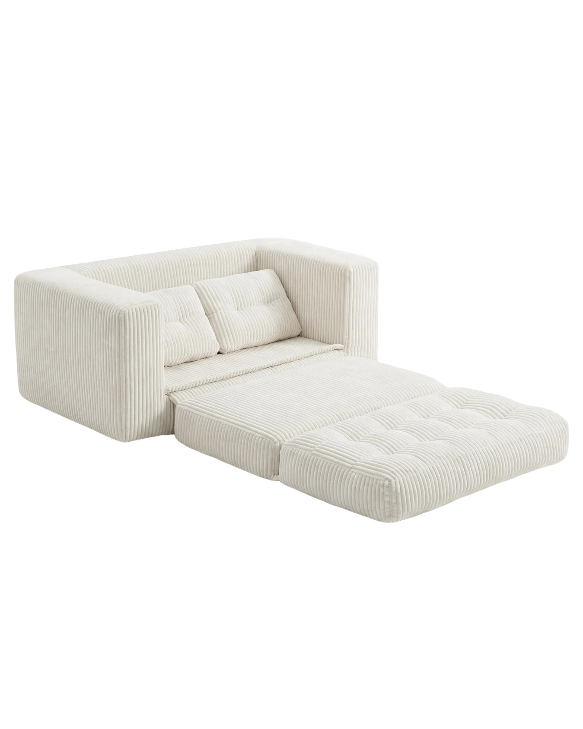 9 Advwin Folding Sofa Bed 2 in 1 Convertible Floor Loveseat Sofa, Fold Out Corduroy Sleeper Couch with 2 Pillows, 9 of 10