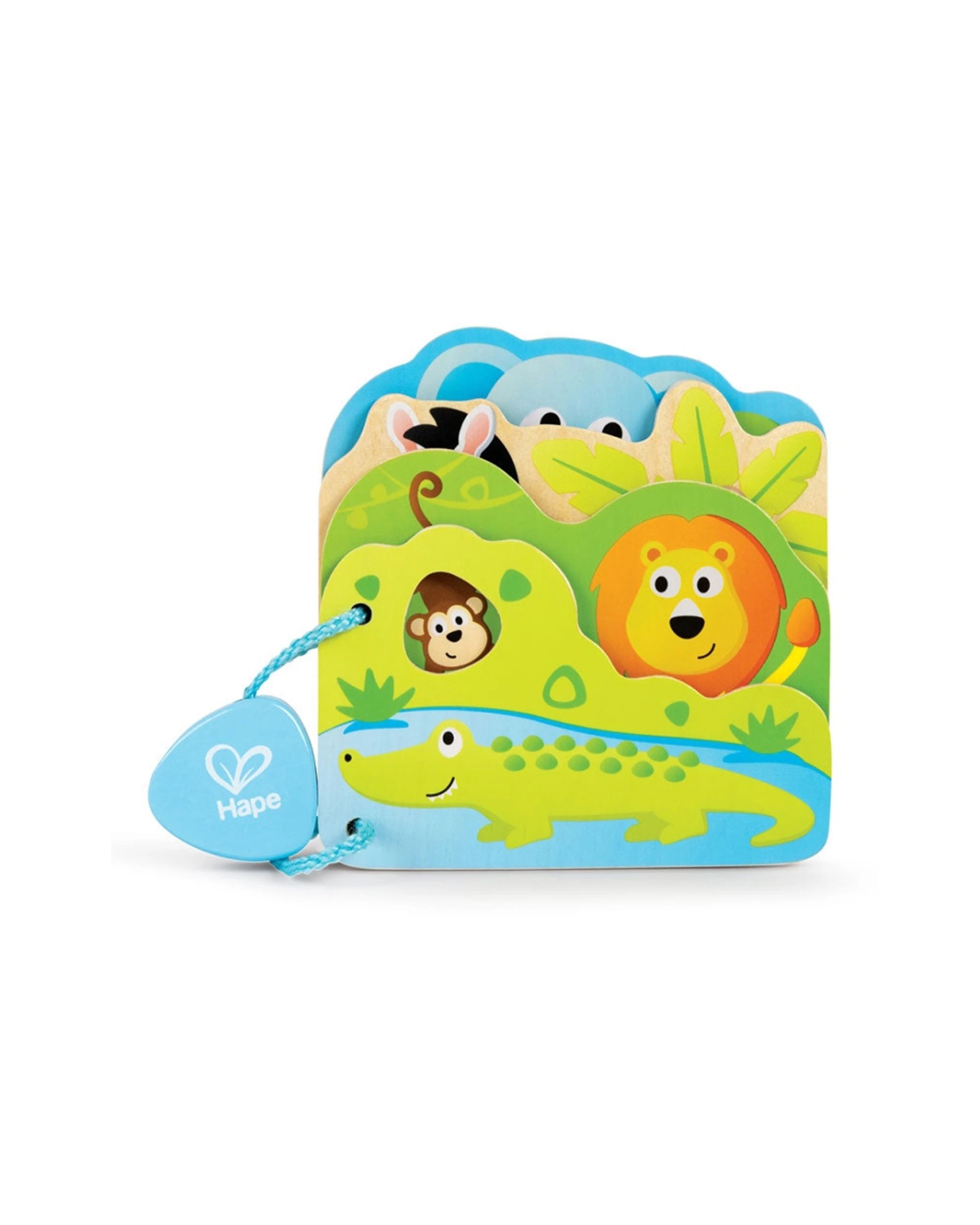 1 Hape Baby's Wild Animal Wooden Book Safe To Chew 16x12.5cm For Toddlers - Multi, 1 of 4