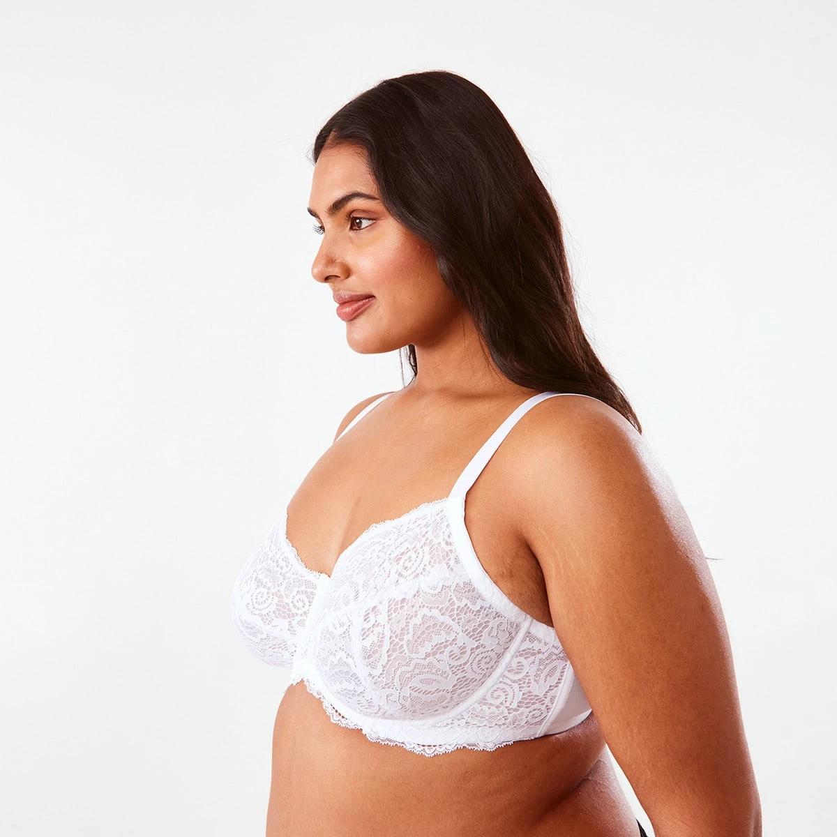 3 Full Figure Lace Soft Cup Bra White, 3 of 6