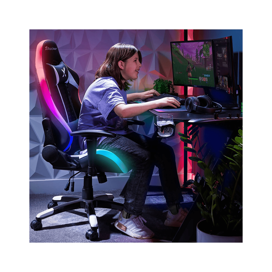 8 X Rocker Arteon Junior Esports Gaming Office Chair W/ Rgb
 - Black, 8 of 8