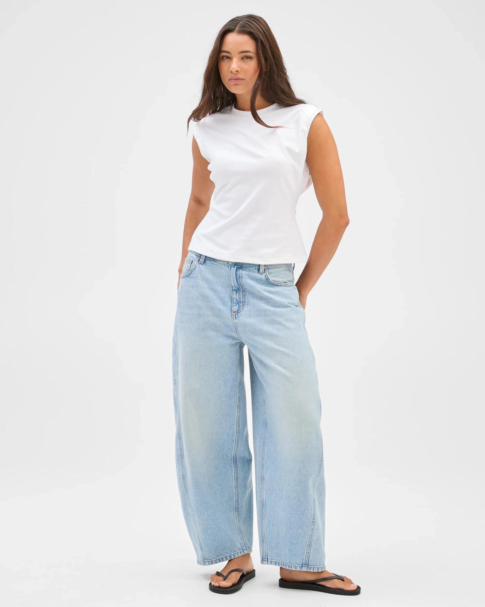 2 Lily Loves Australian Cotton Blend Extended Shoulder T-Shirt LILY WHITE, 2 of 5