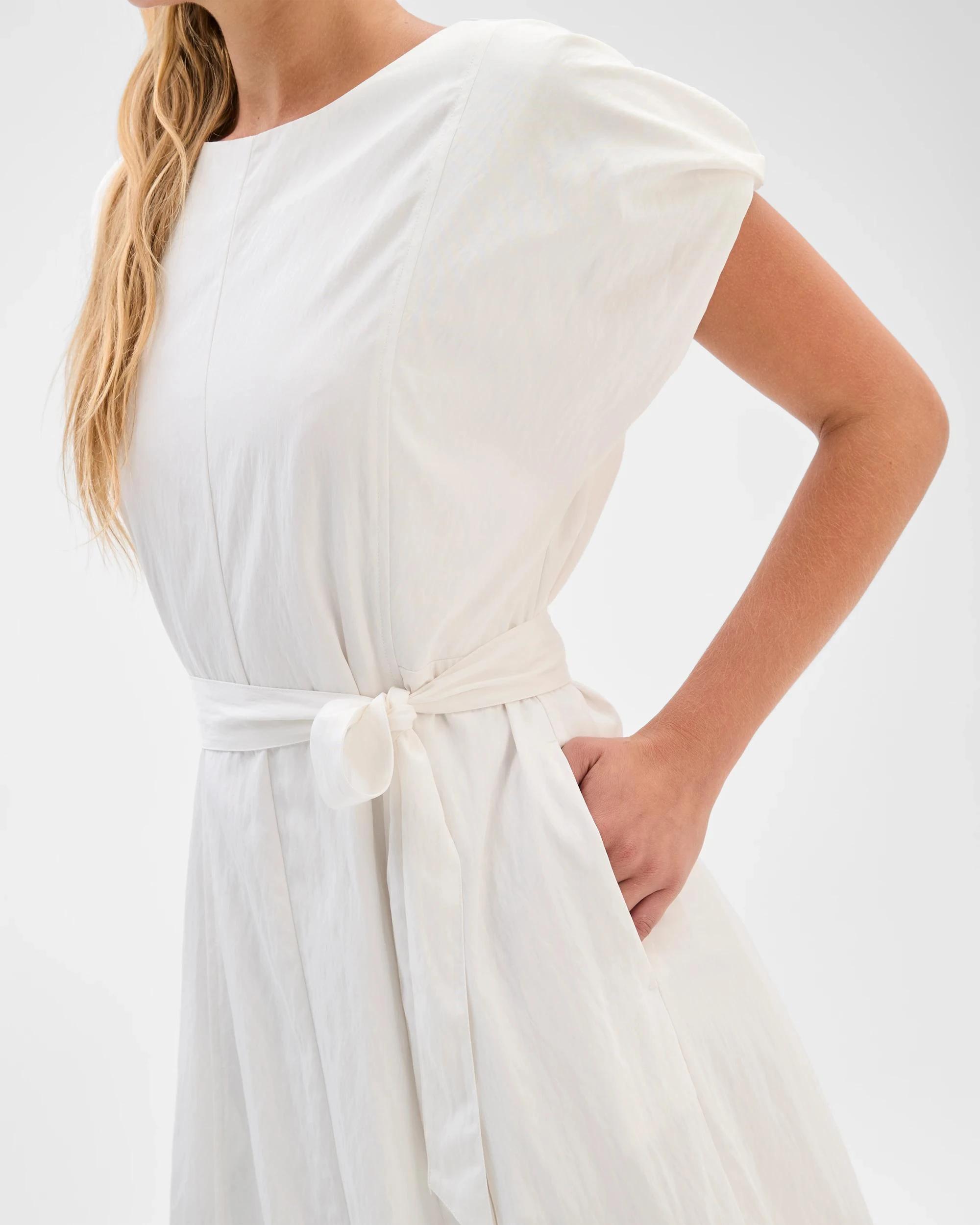 6 Preview Split Detail Midi Dress CLOUD DANCER, 6 of 7