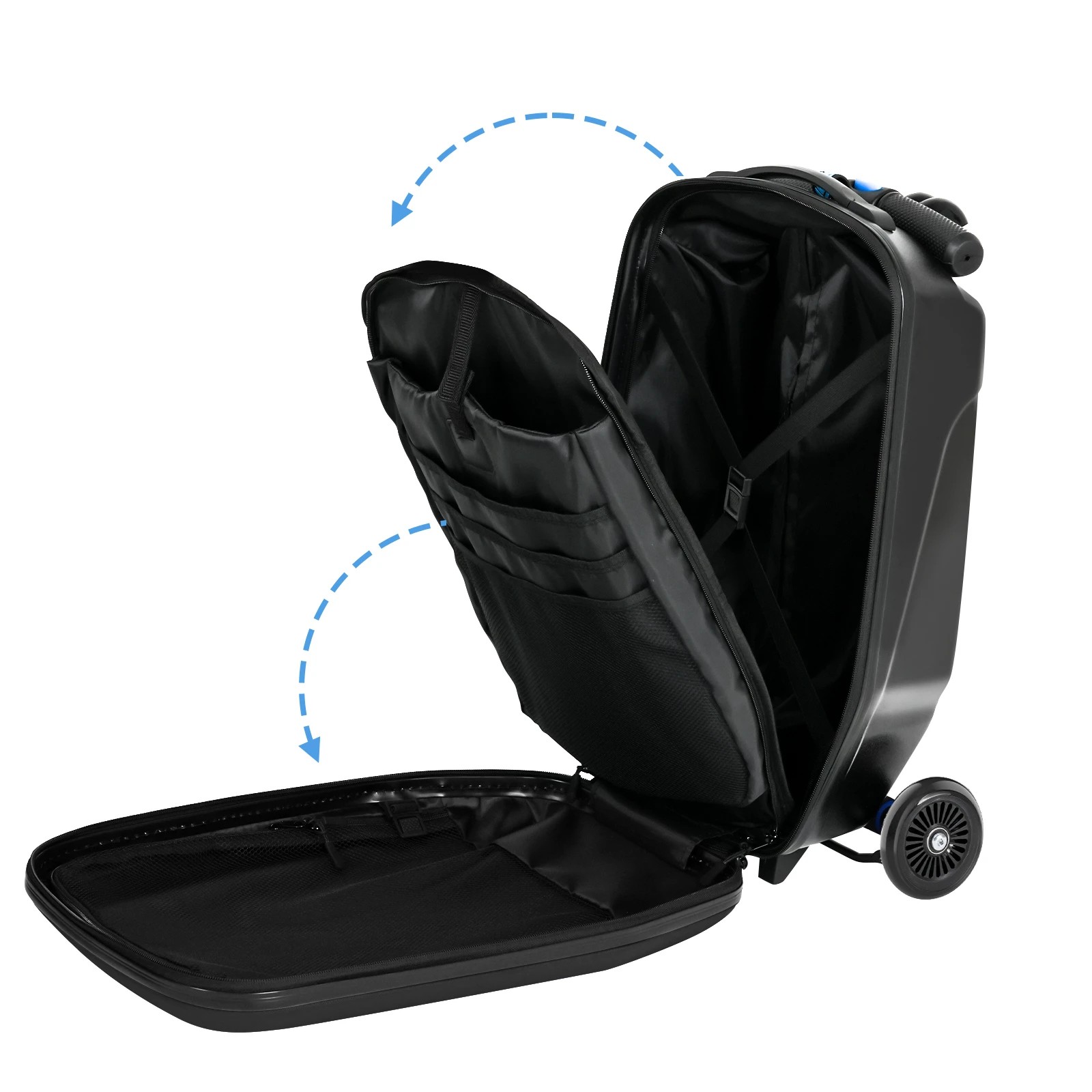 8 Advwin Foldable Scooter Suitcase LED Wheels Ride-on LuggageCarry-on Luggage & Travel Scooter Ride-on Suitcase, 8 of 9