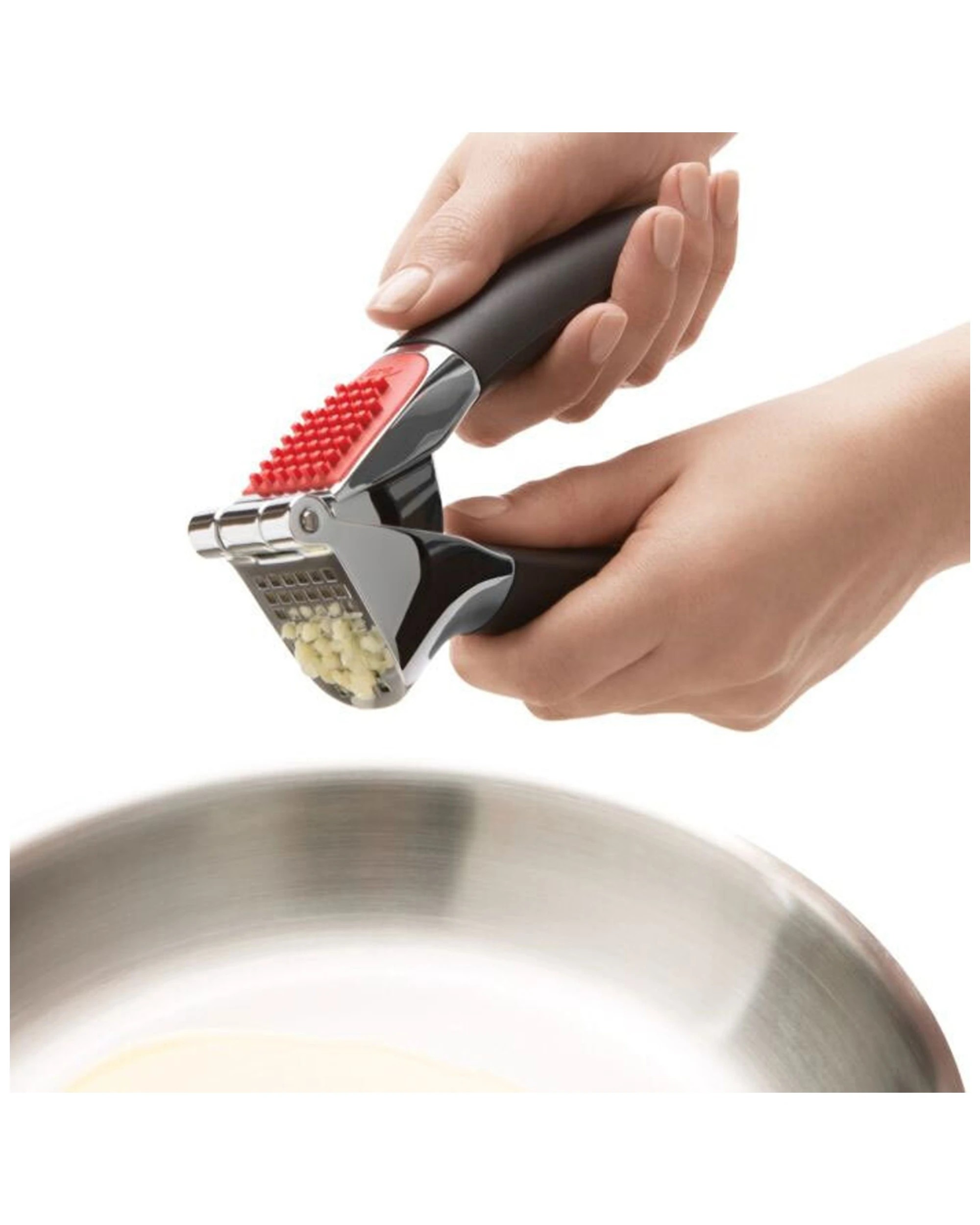 2 Oxo Good Grips Garlic Press Die-cast Zinc Built-in Cleaner Non-slip Grip - Black, 2 of 6