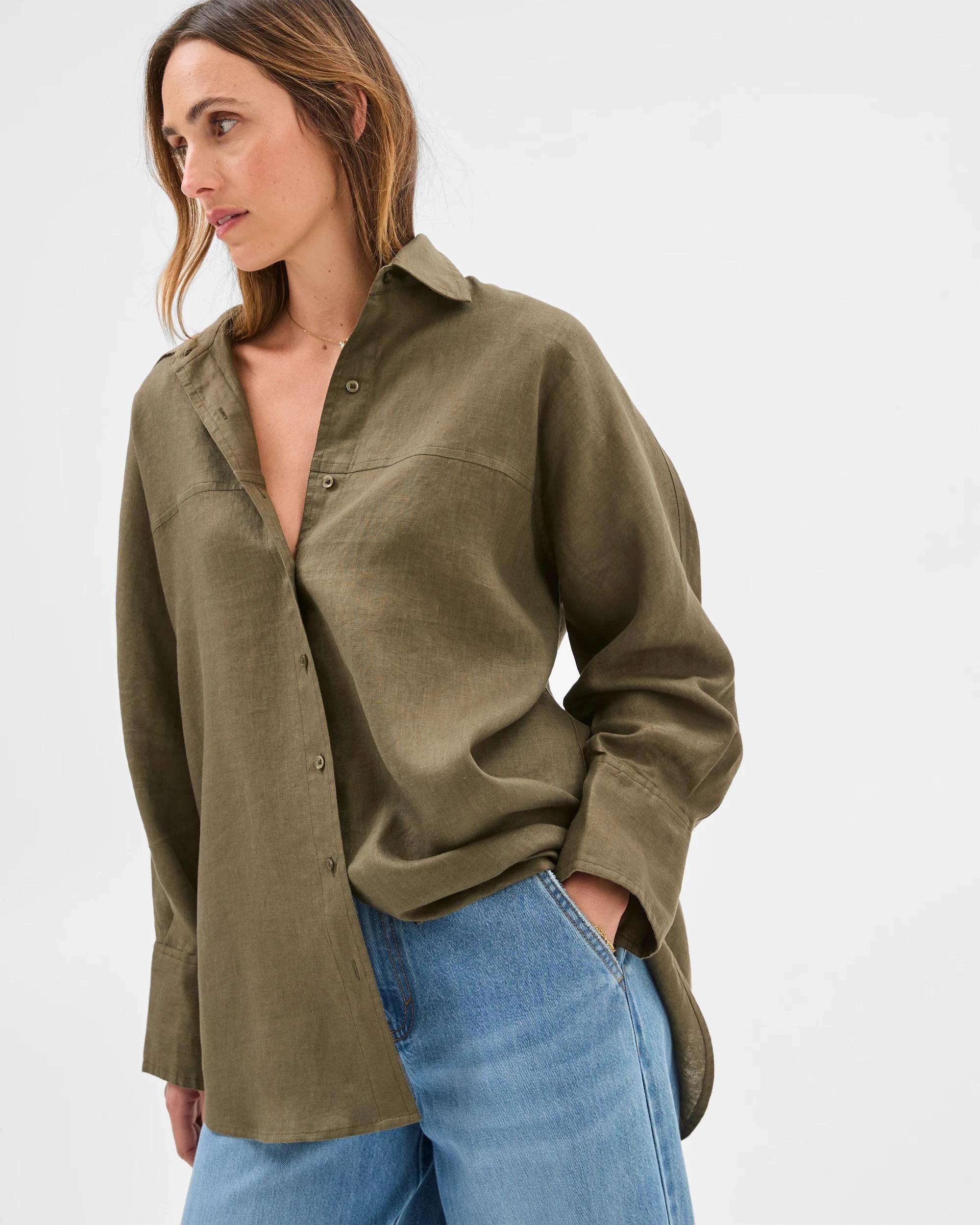 1 Target European Linen Long Sleeve Shirt WILLOW, 1 of 6