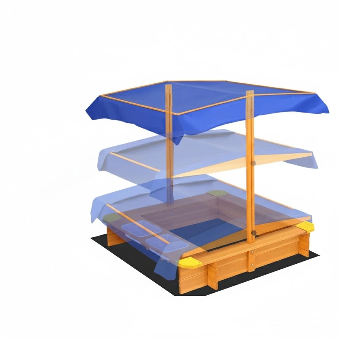 5 Keezi Kids Sandpit Wooden Sandbox Pit with Canopy Water Basin Toys 103cm - Multi, 5 of 6