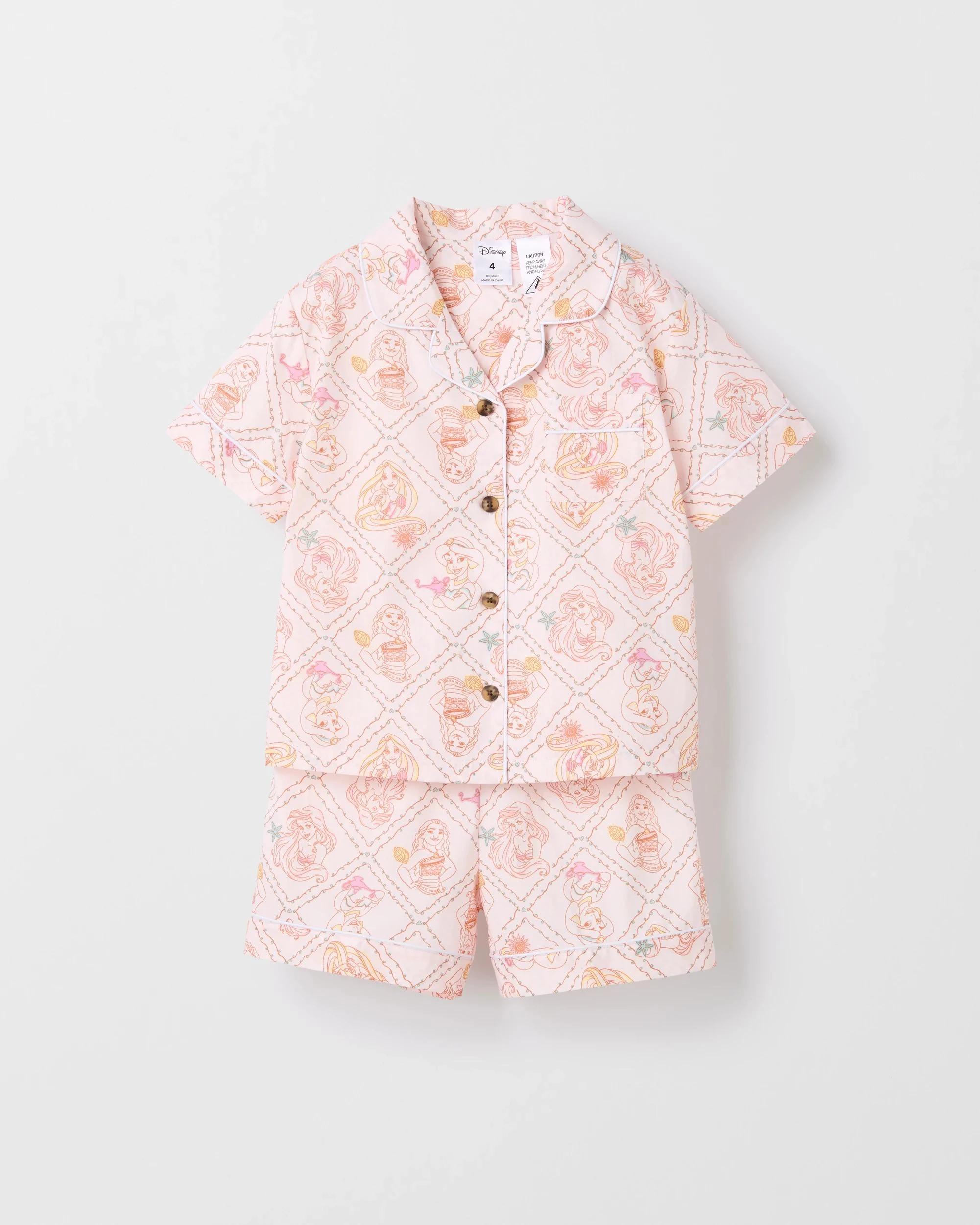 1 Disney Australian Cotton Younger Girls Woven Poplin Pyjama Set PRINCESSES, 1 of 3