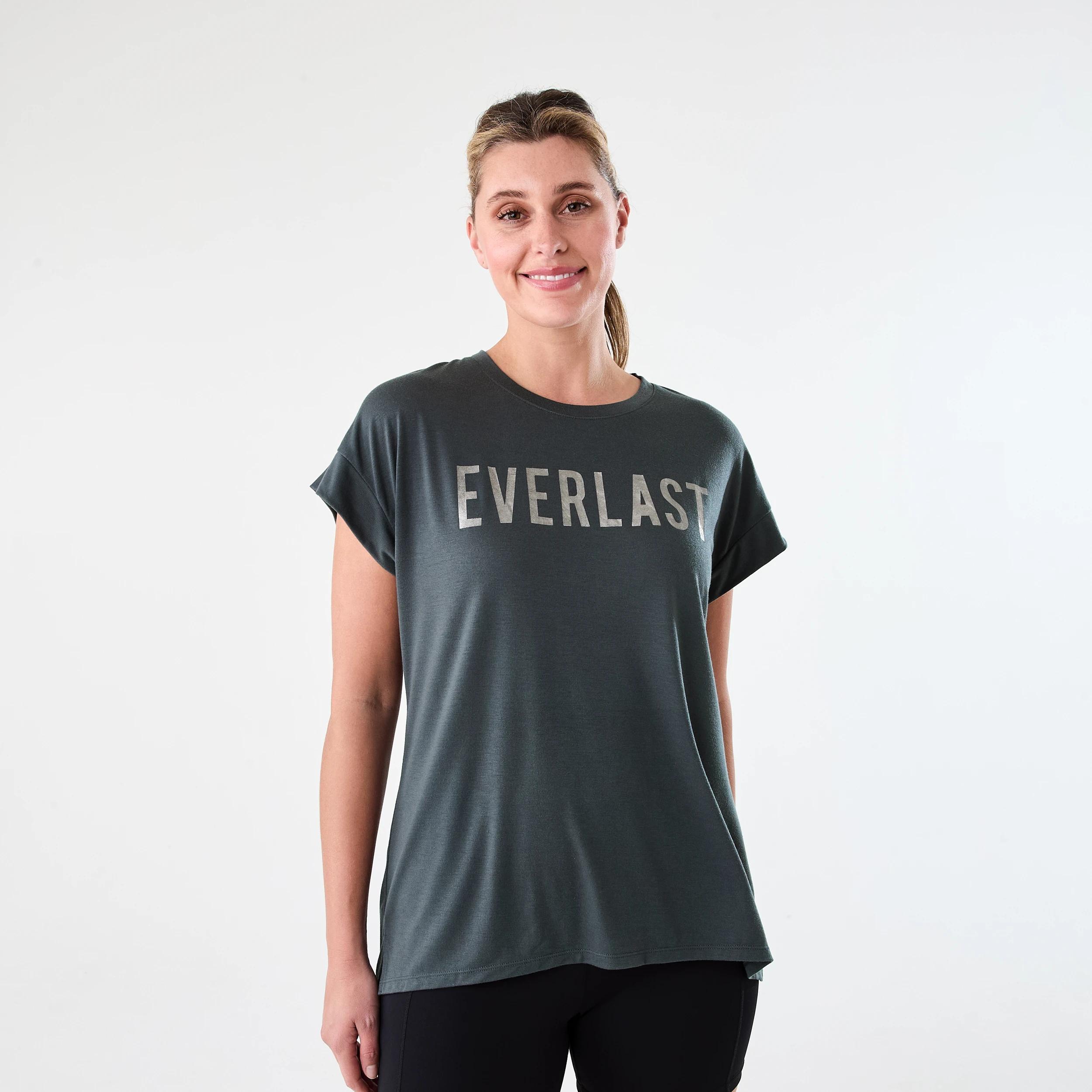 1 Everlast Womens Relaxed Longline T-shirt EVERLAST COLLEGIATE CHARCOAL, 1 of 6