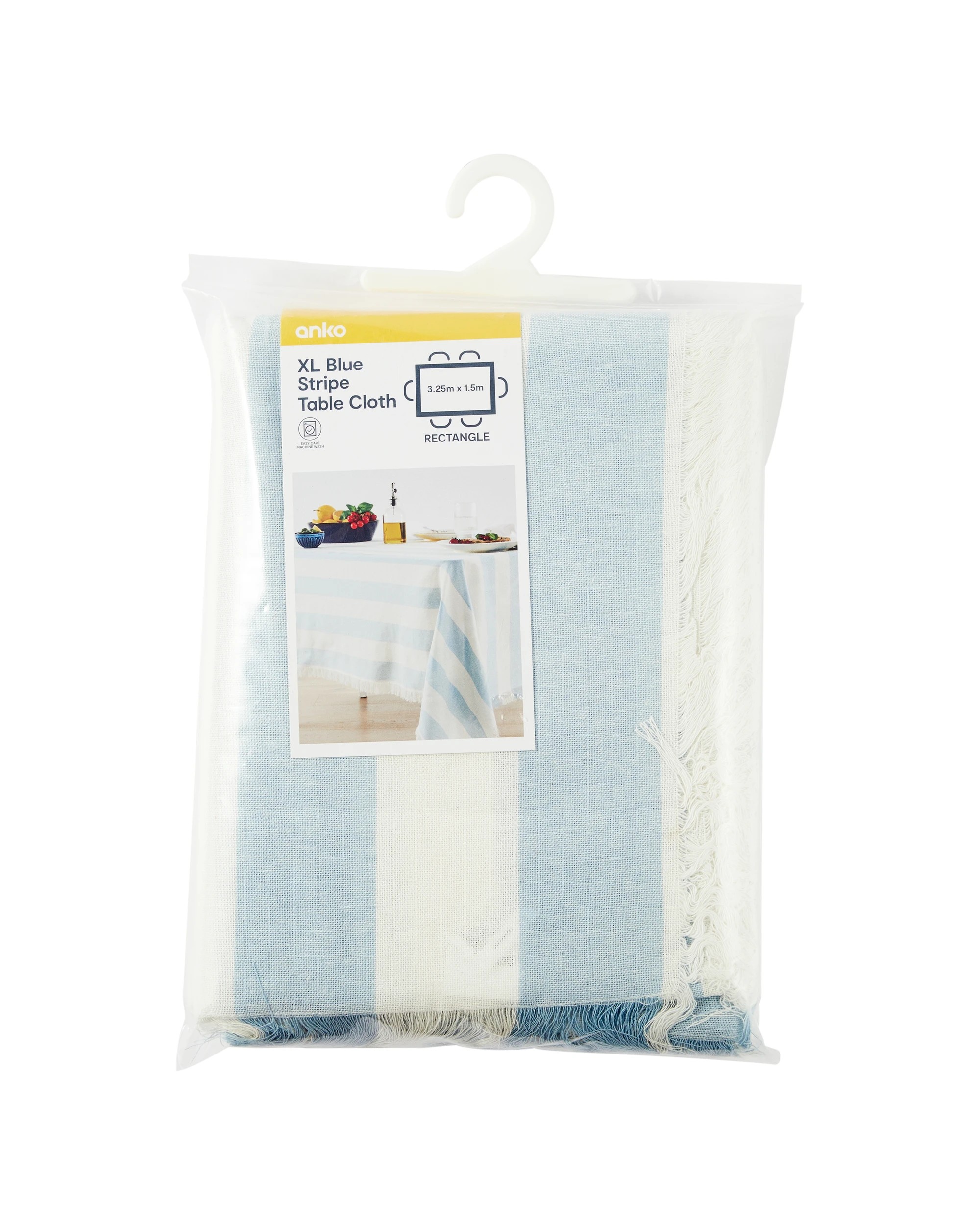 5 Extra Large Blue Stripe Tablecloth, 5 of 5