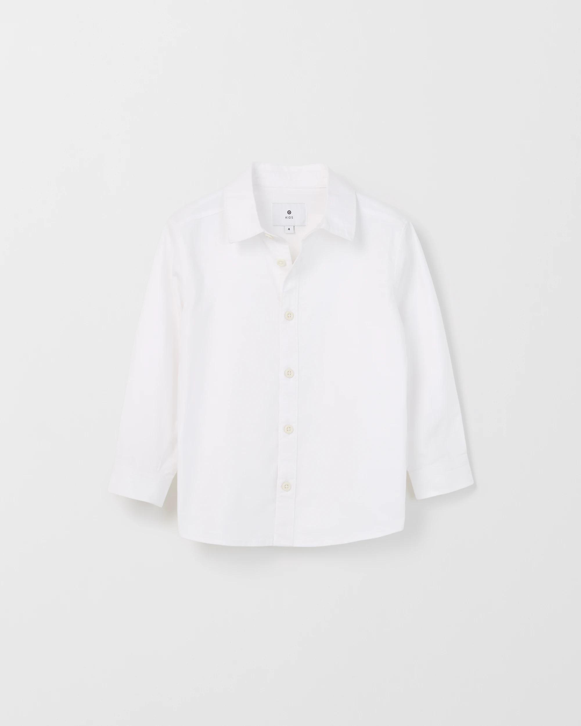 4 Target Kids Long Sleeve Oxford Suiting Shirt WHITE, 4 of 5