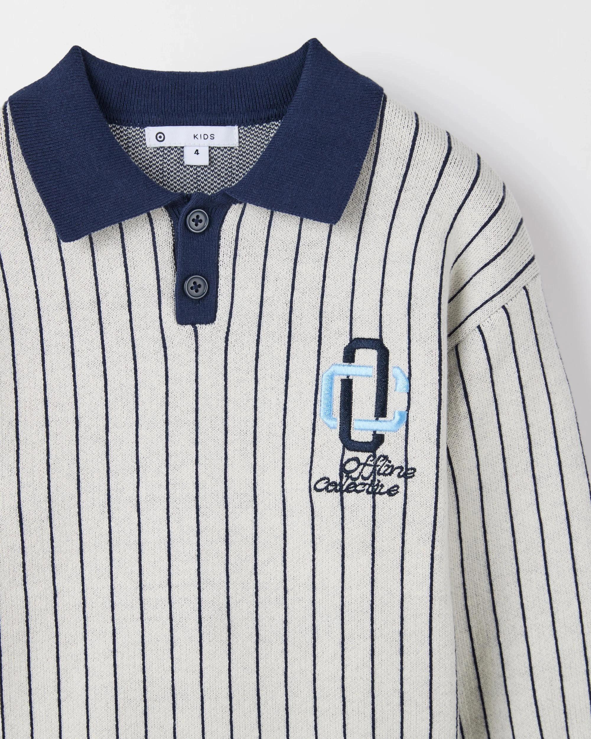 7 Target Kids Australian Cotton Lightweight Long Sleeve Knit Polo Top WHITE, 7 of 7