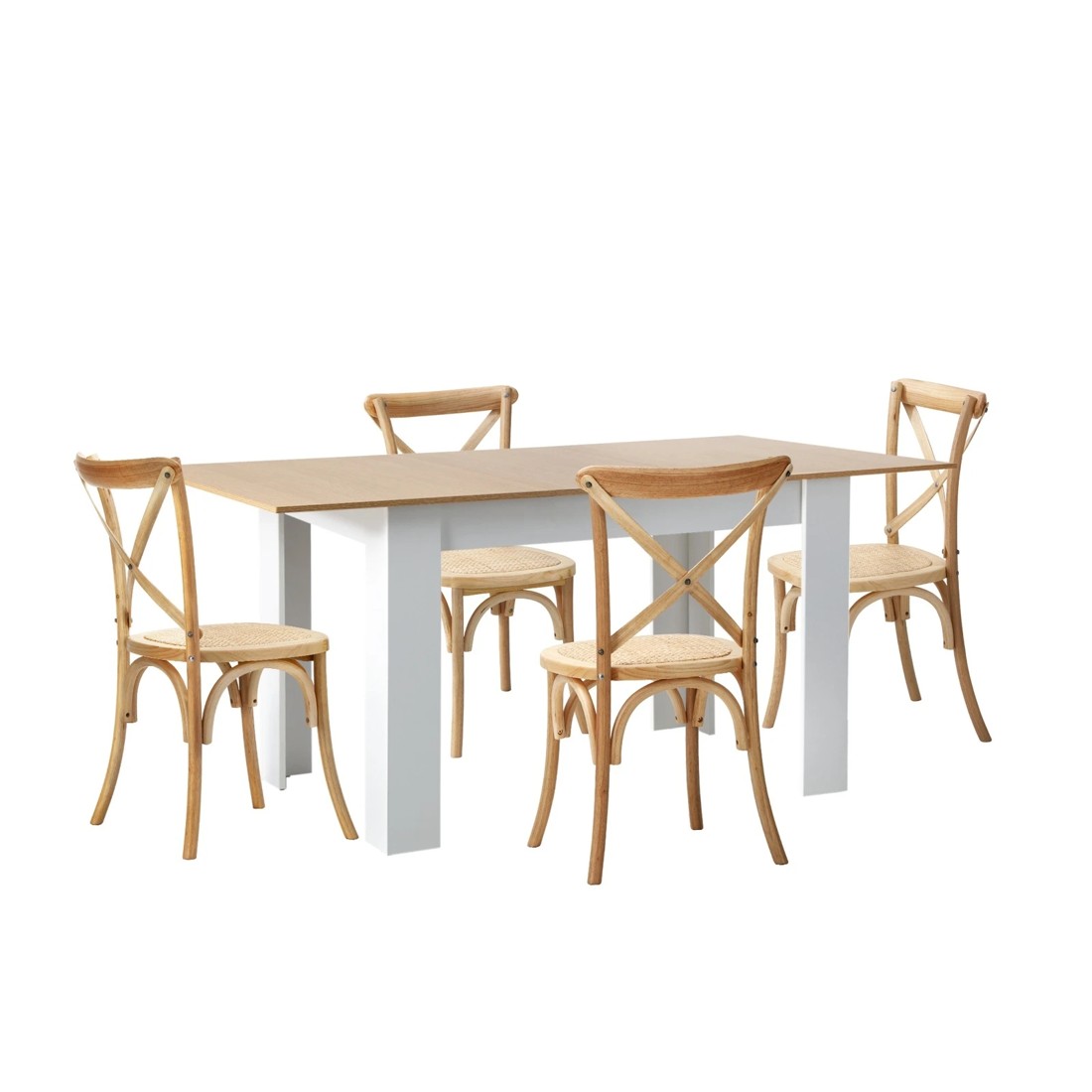 6 Oikiture 160cm Extendable Dining Table With 4pcs Dining Chairs Crossback Wooden
 - Multi, 6 of 10